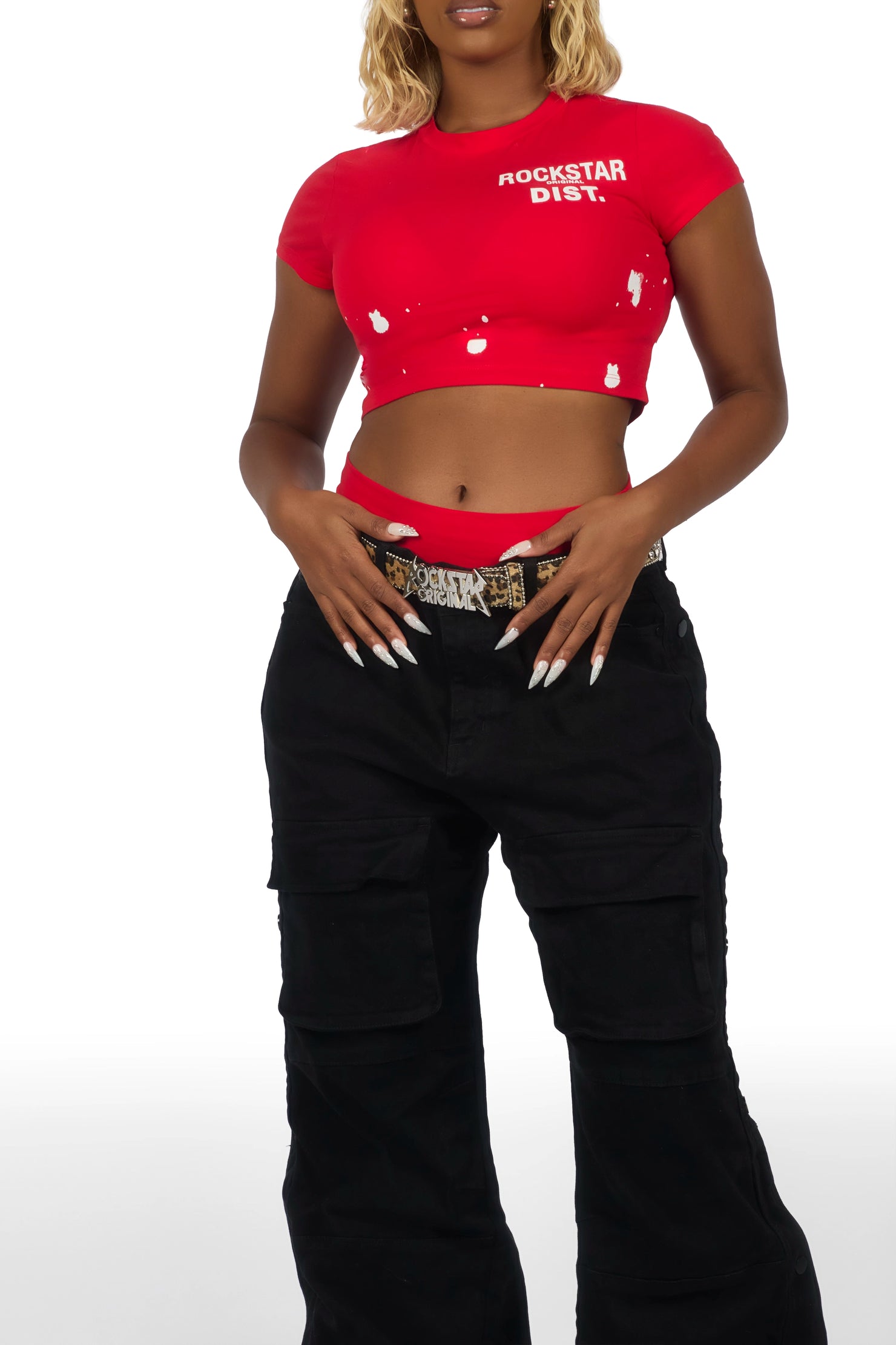 Nadja Red Crop Bike Short Set