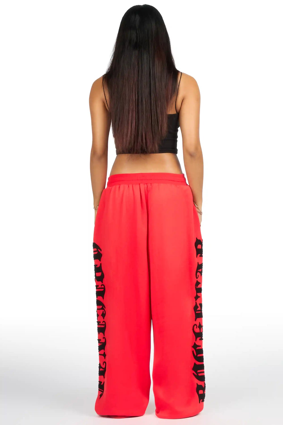 Camrona Red/Black Patched Baggy Track Pant