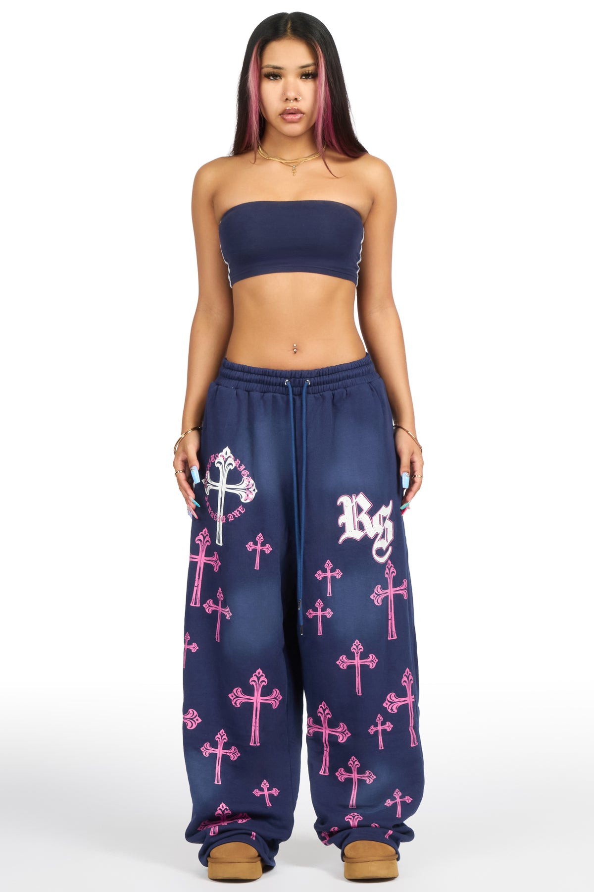 Tonnea Navy Baggy Fit Track Pant