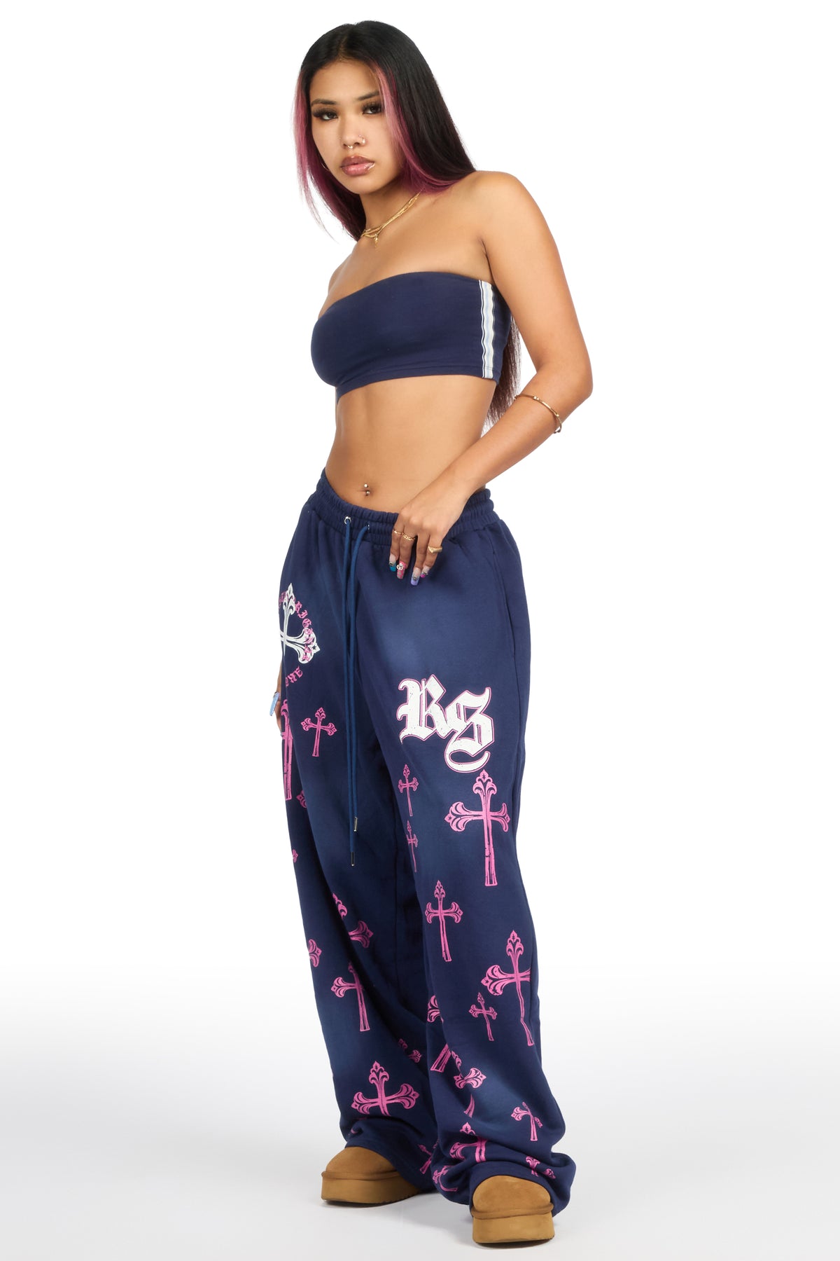 Tonnea Navy Baggy Fit Track Pant