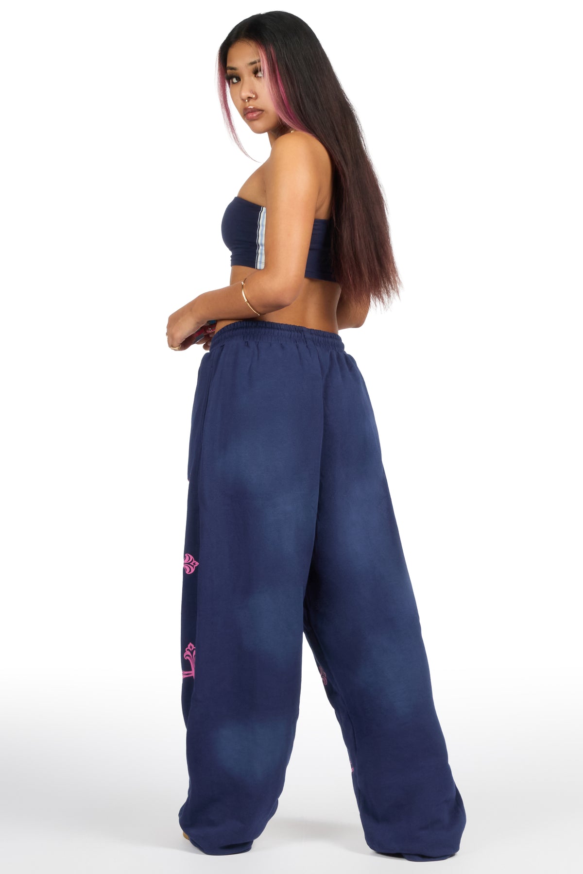Tonnea Navy Baggy Fit Track Pant