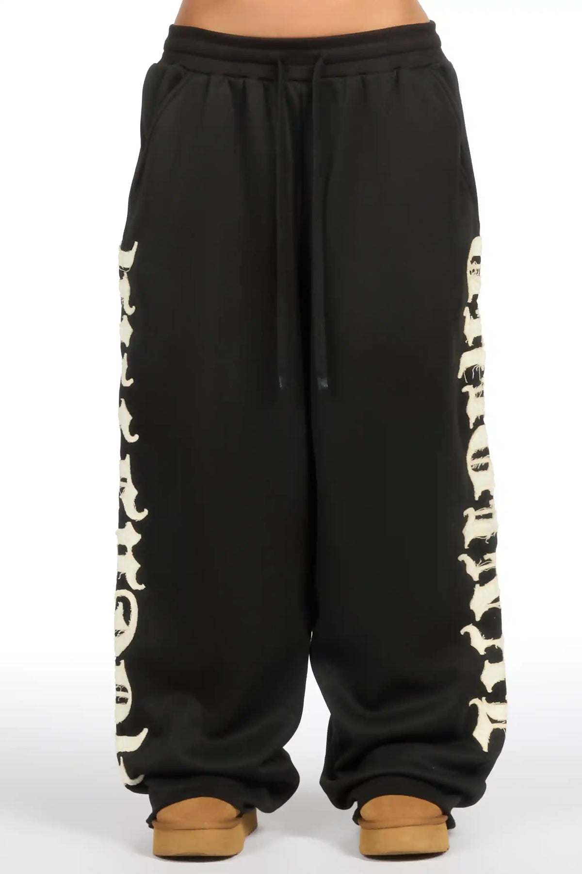 Camrona Black Patched Baggy Track Pant