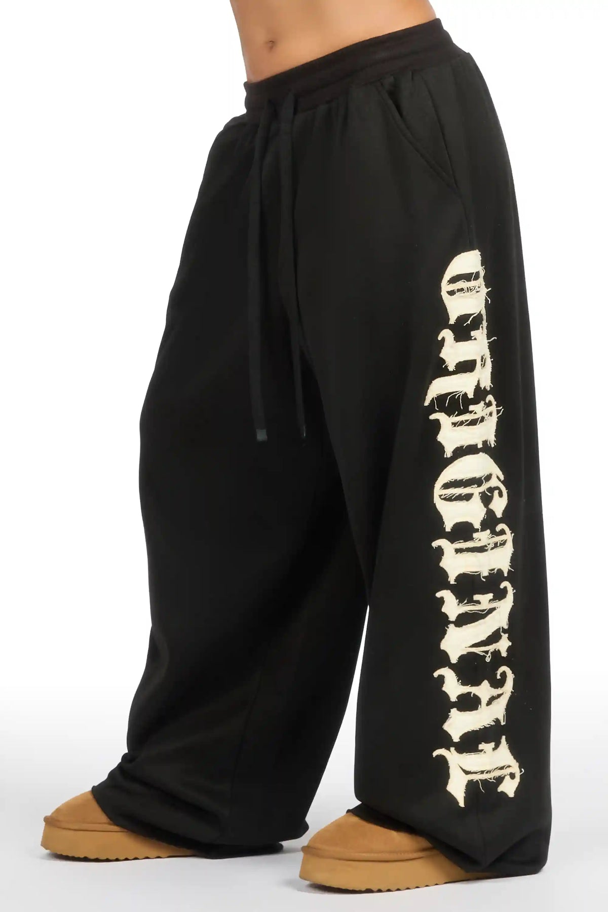 Camrona Black Patched Baggy Track Pant