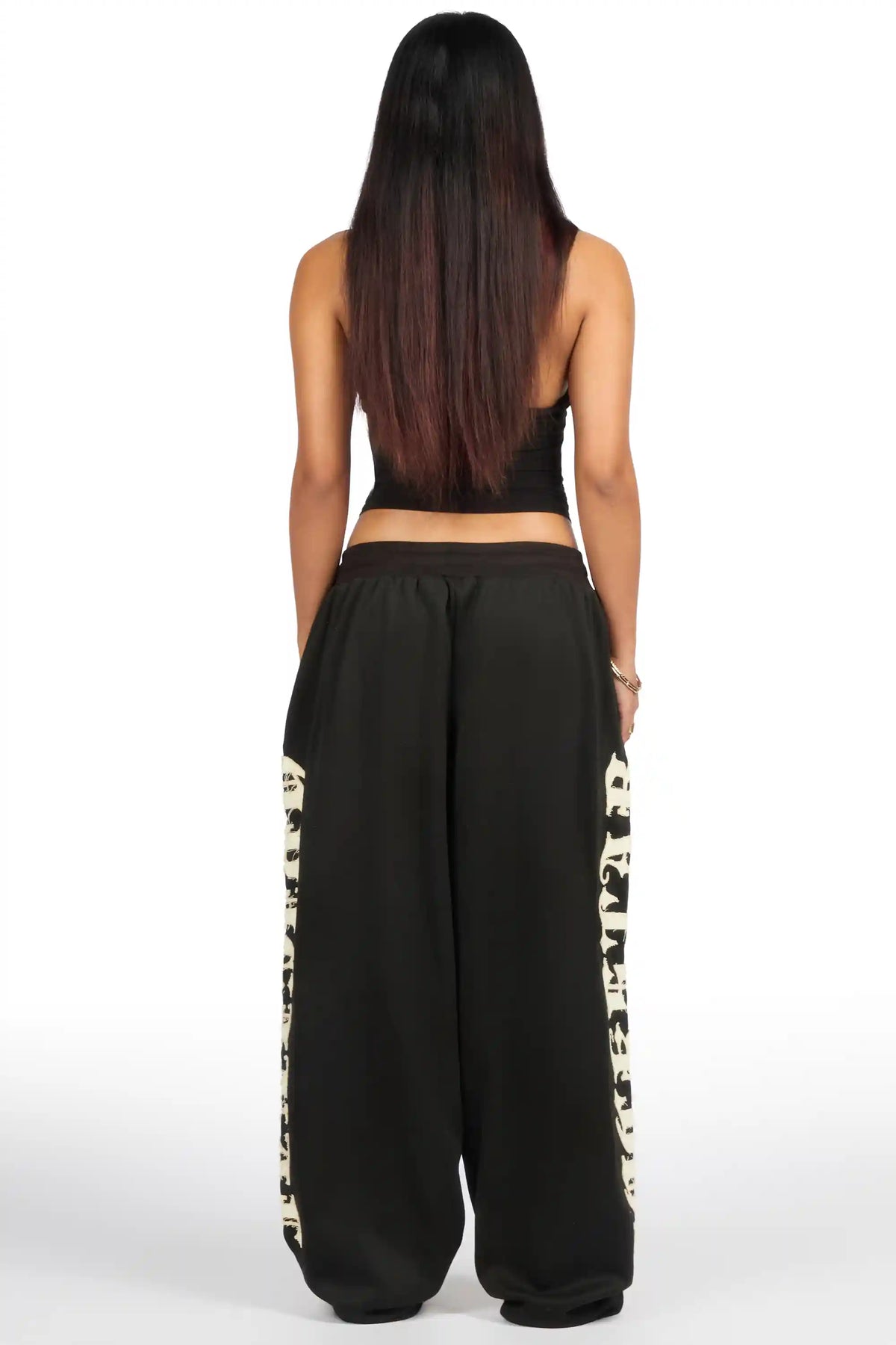 Camrona Black Patched Baggy Track Pant