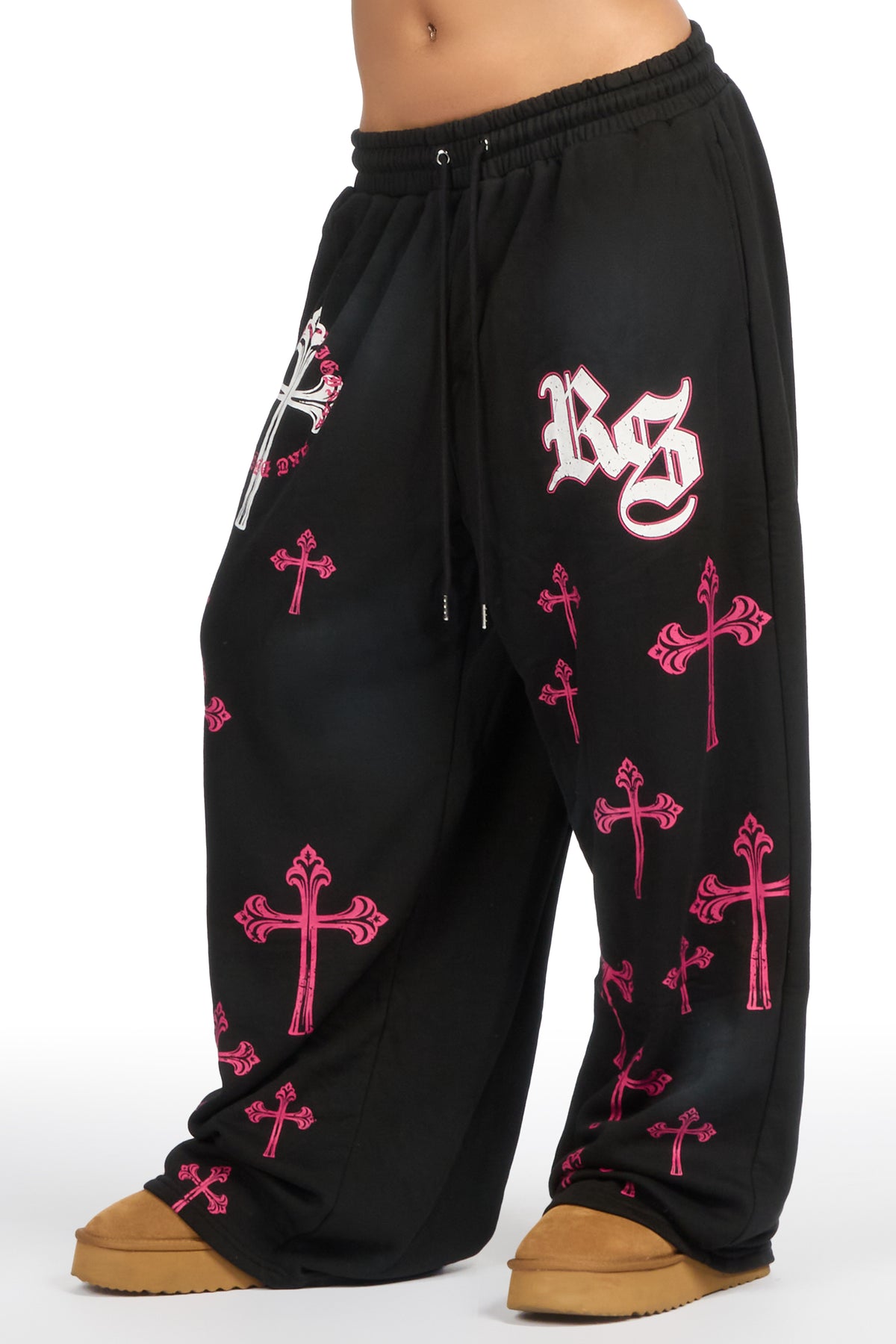 Tonnea Black Baggy Fit Track Pant