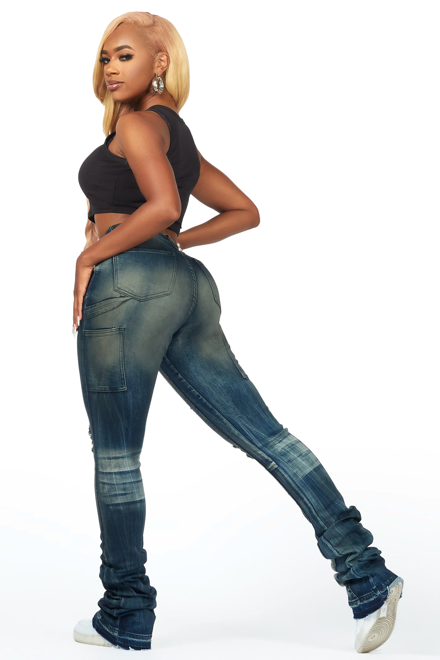 Ashlee Tinted Dark Wash Super Stacked Jean