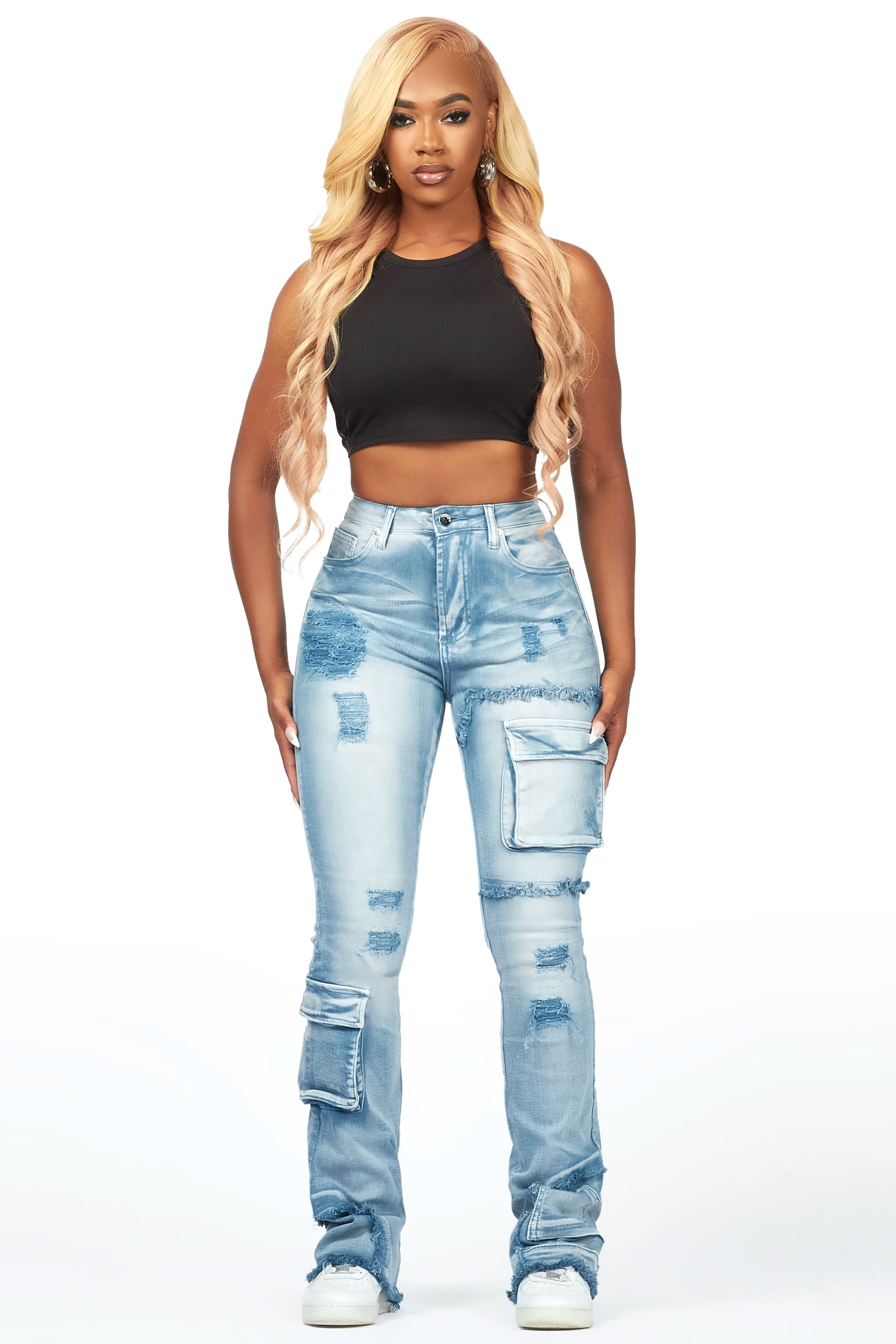 Kambry Blue Stacked Flare Jean