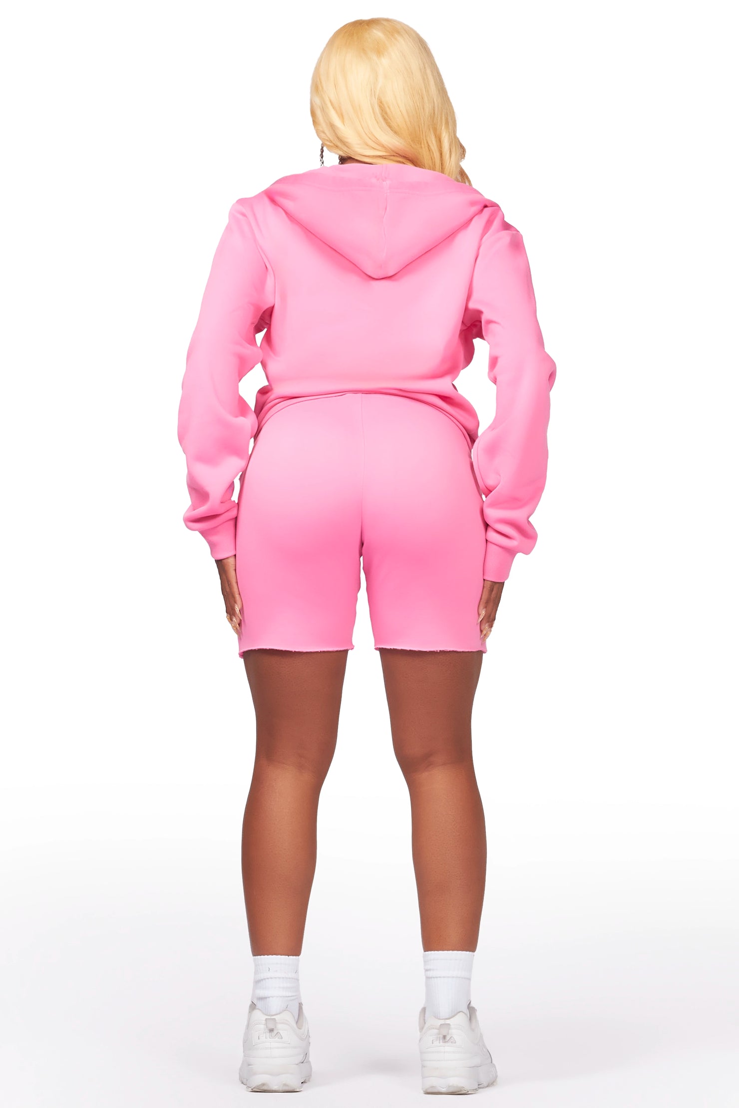 Destinee Bubblegum Pink Zip Up Short Set