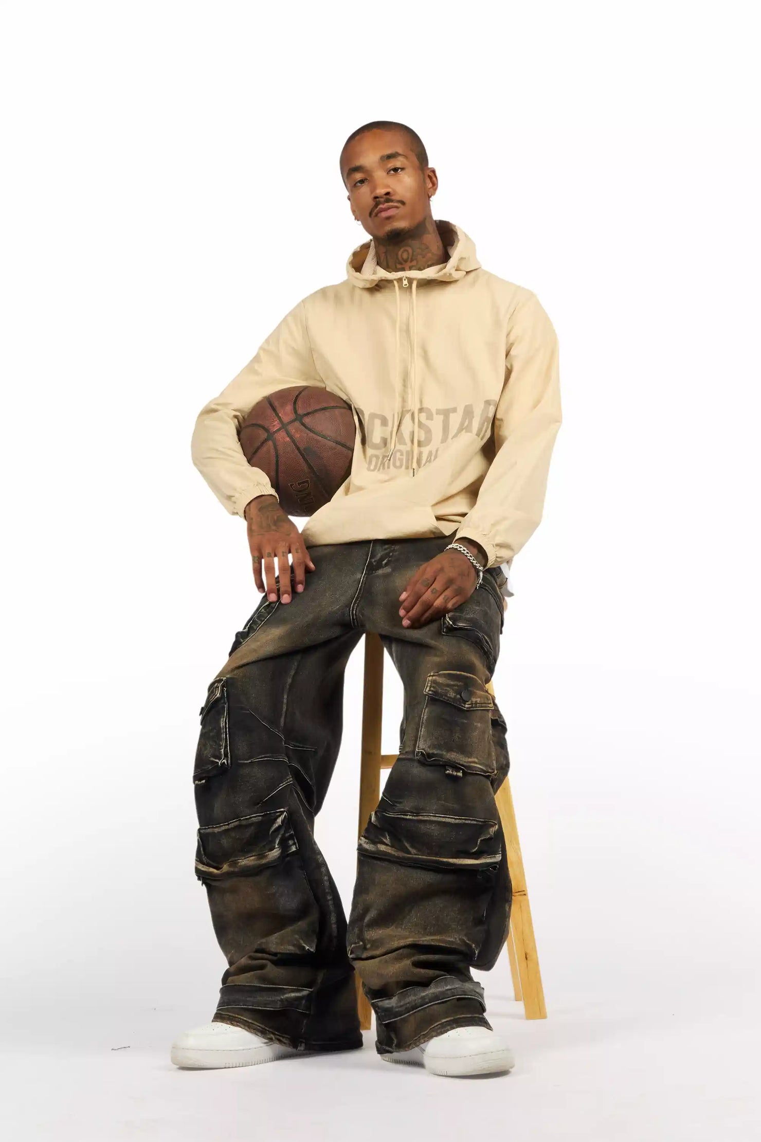 Mahesh Tint Grey Baggy Cargo Jean