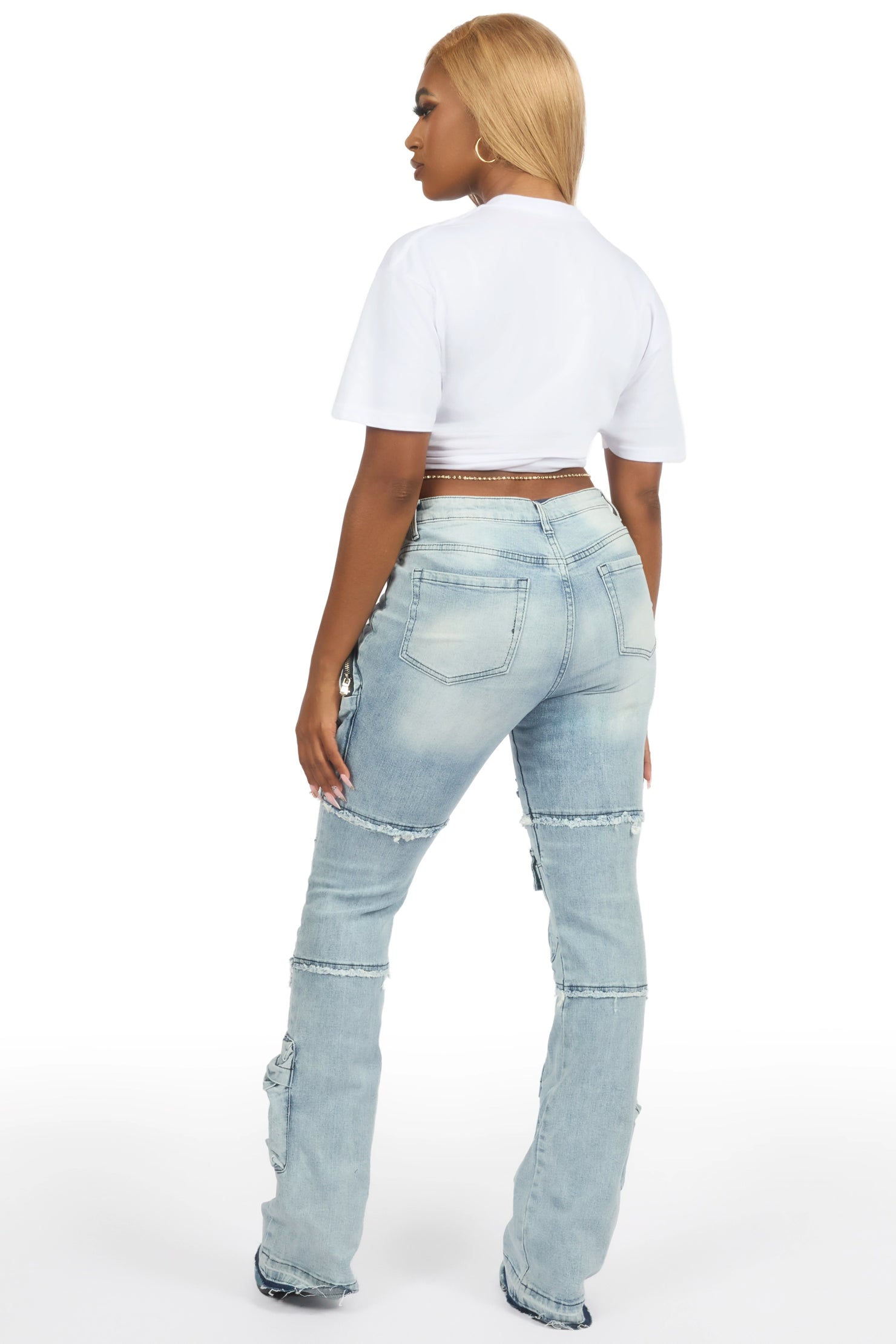 Terrina White Tee & Toniesha Light Wash Jean Set
