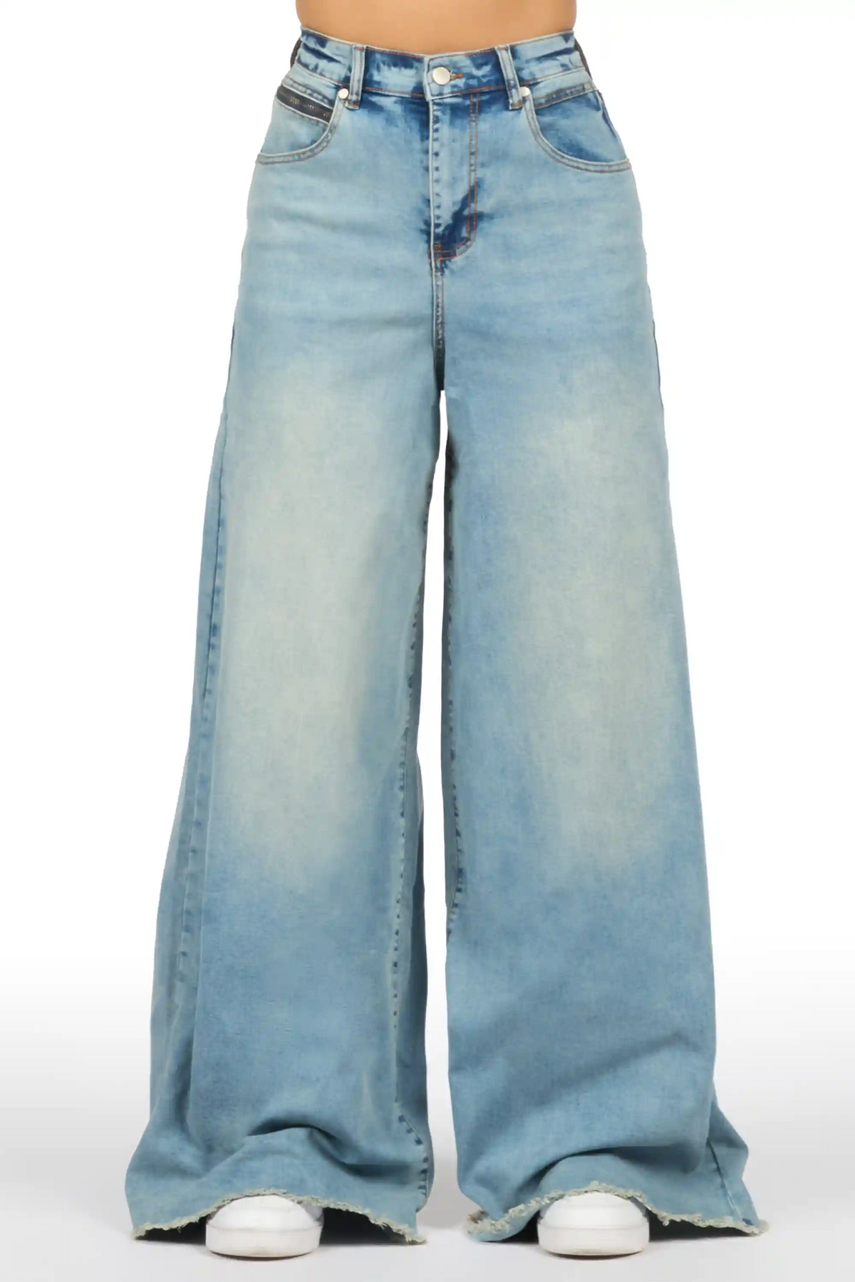 Cegaria Light Wash High Rise Elastic Back Stretch Baggy Jean