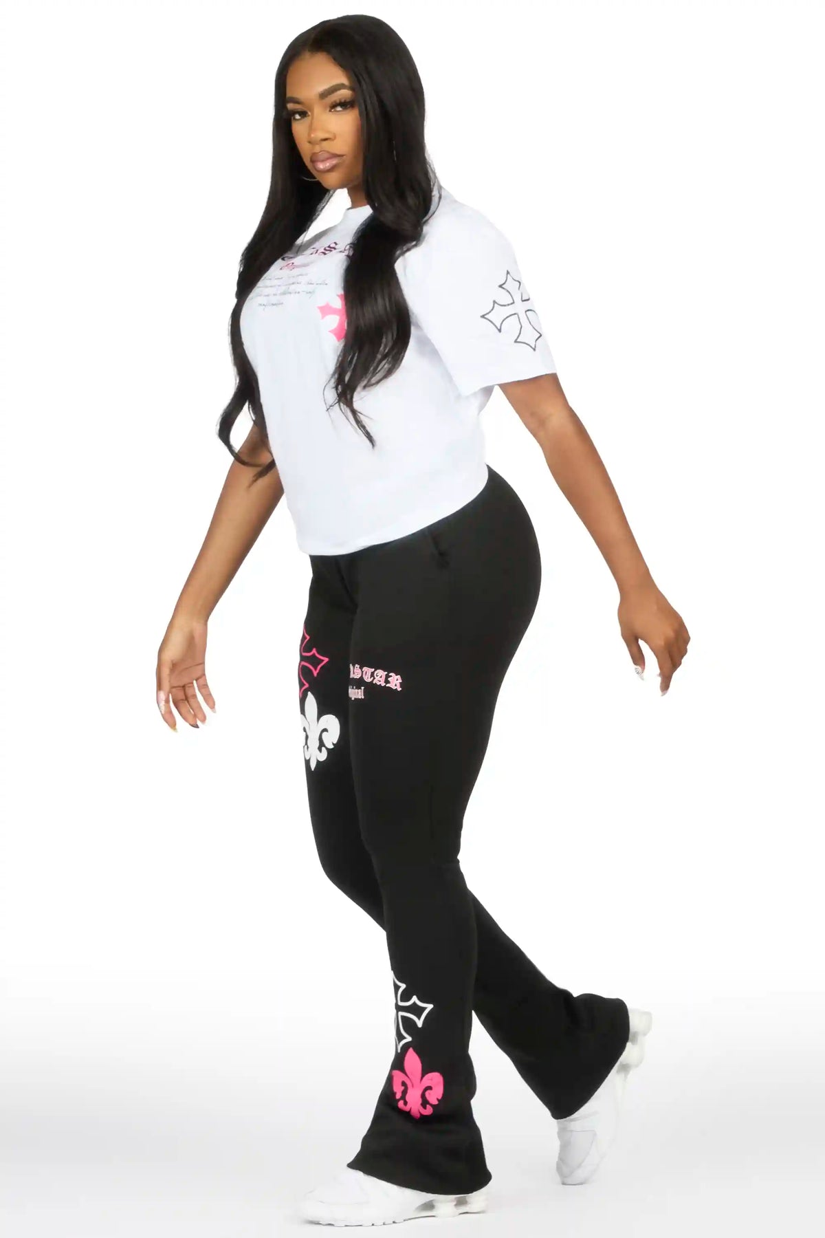 Deshunique White/Black T-Shirt Stacked Track Set