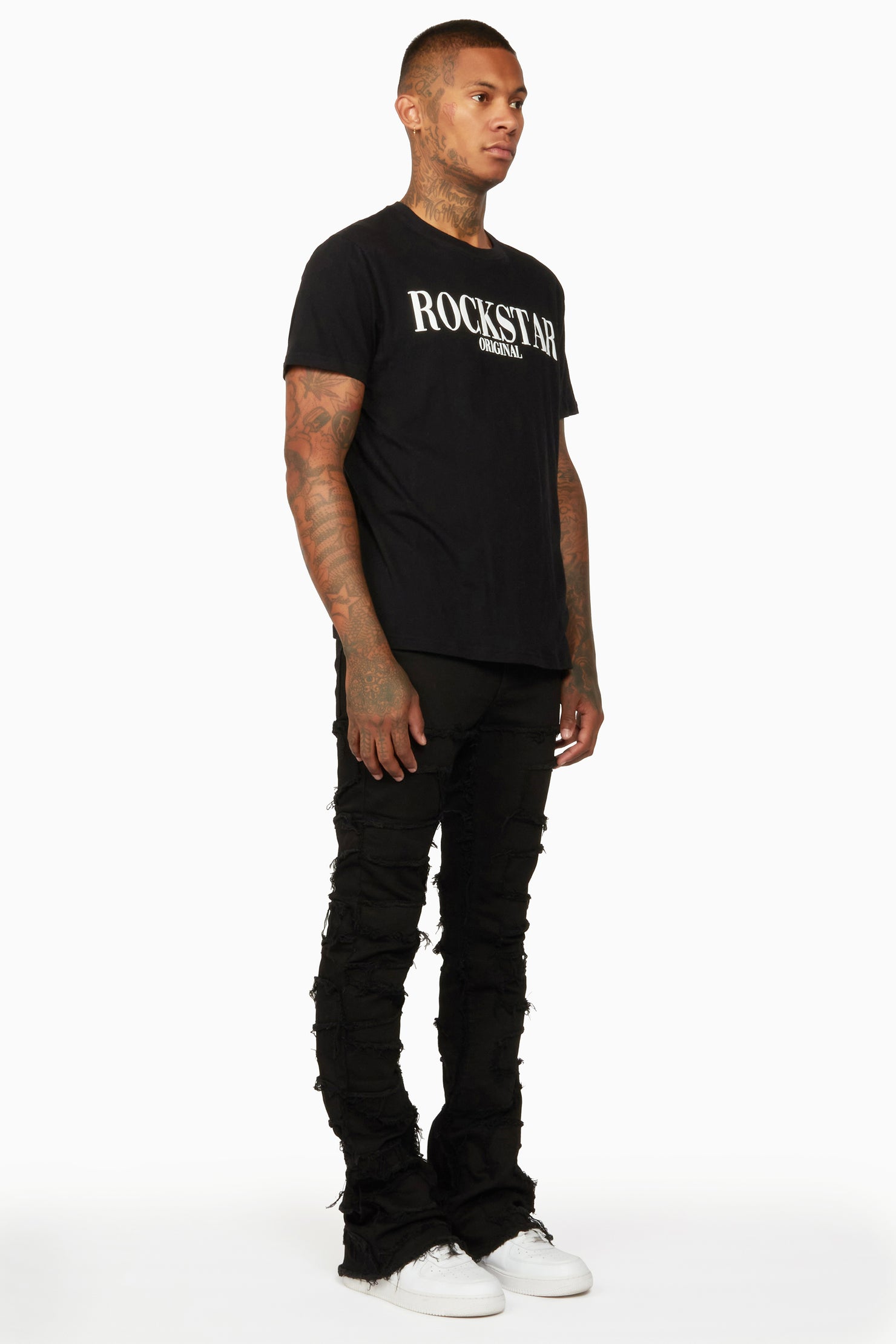 Shake Black Stacked Flare Jean