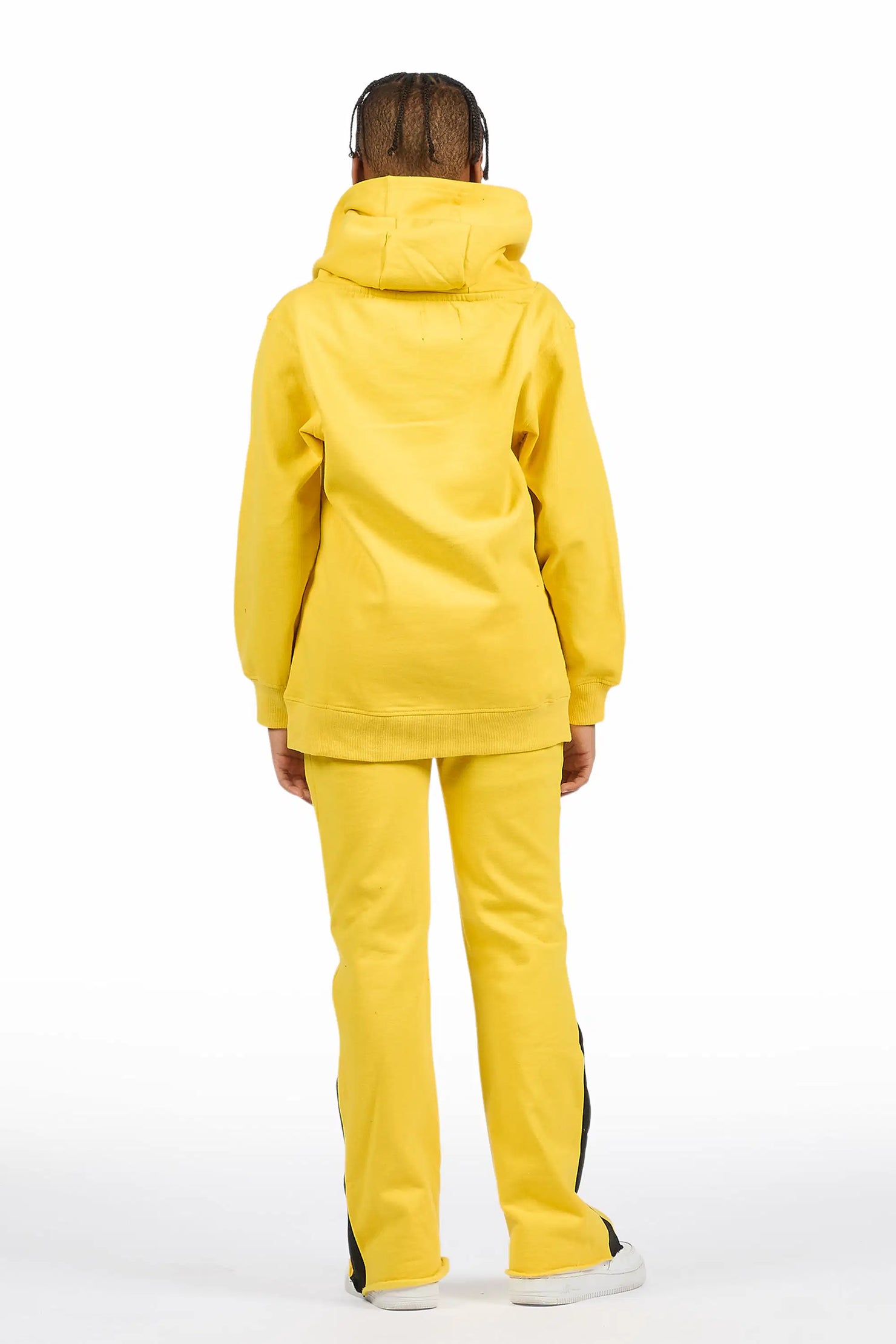 Boys Lyrex Yellow/White Hoodie/Stacked Flare Track Set