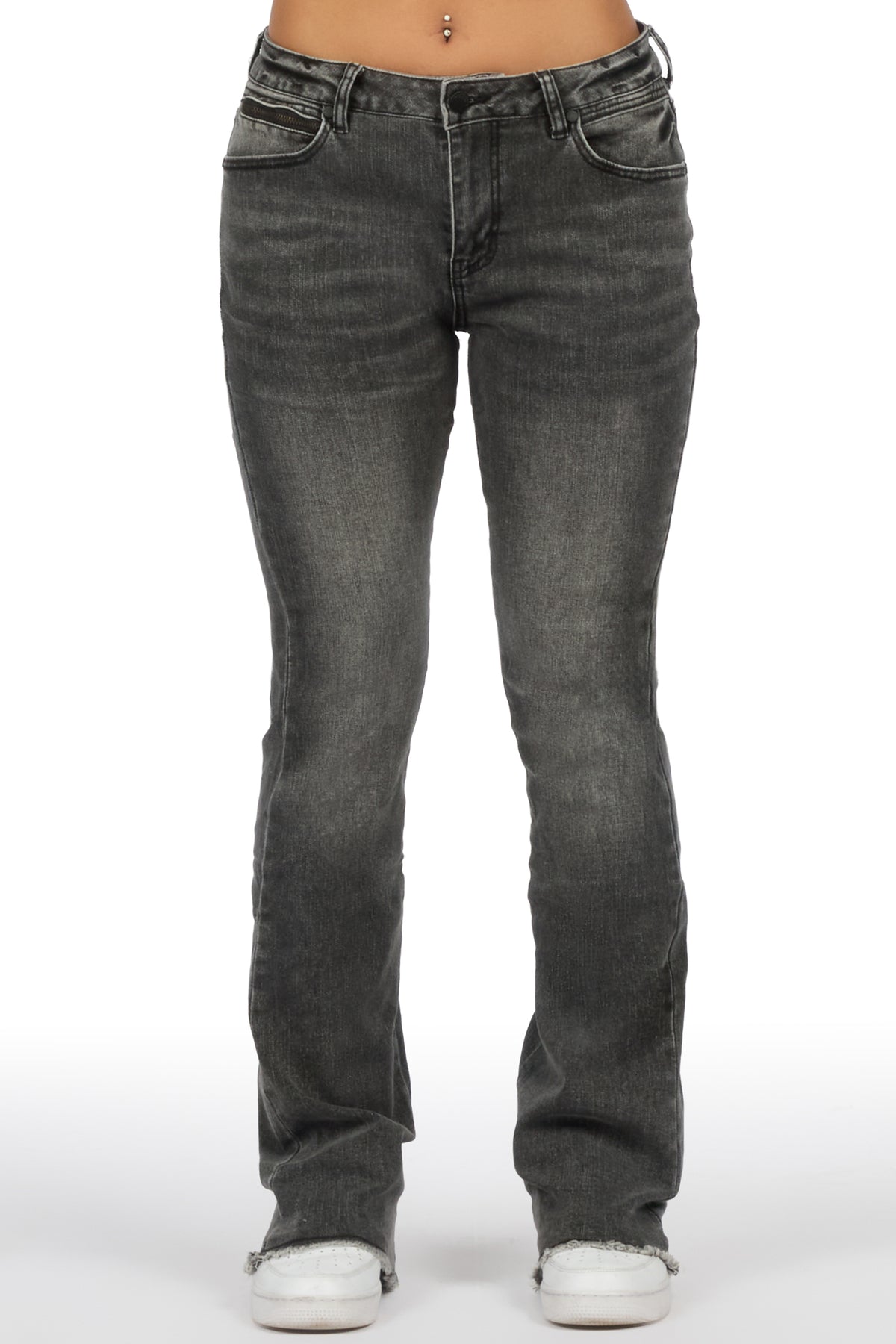 Tiriea Grey Wash Low Rise Stretch Bootcut Jean