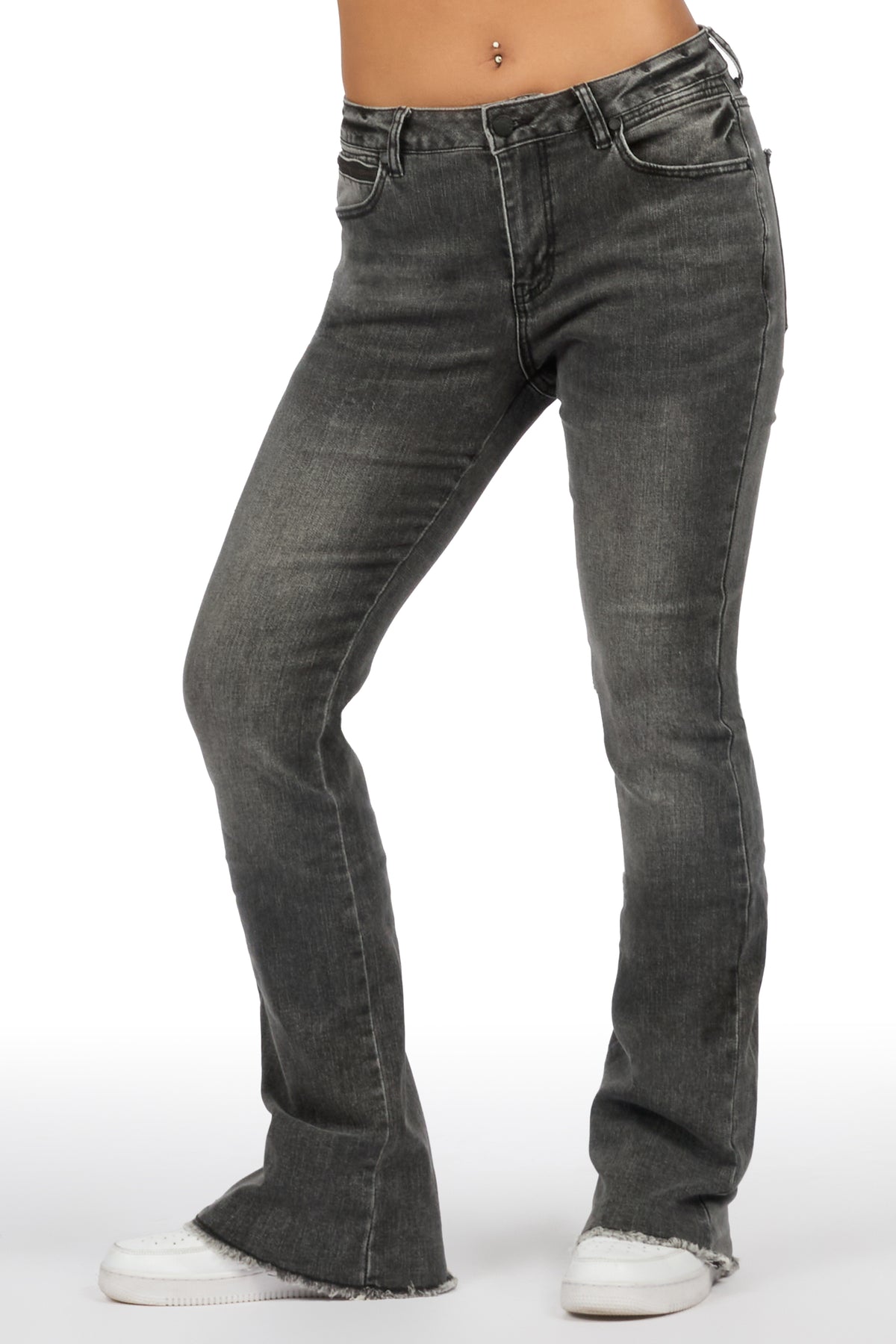 Tiriea Grey Wash Low Rise Stretch Bootcut Jean