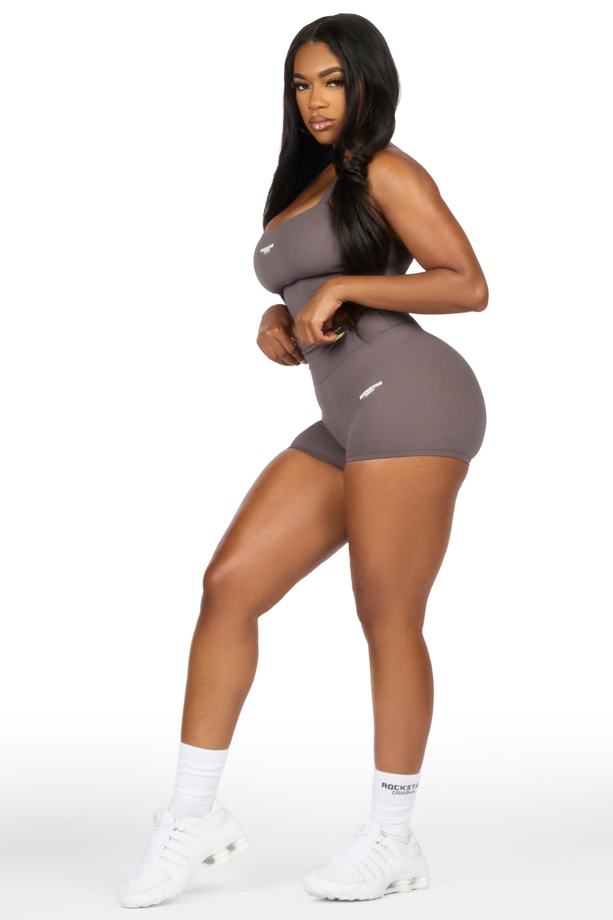 Arabia Grey Halter Tank Active Bike Short Set