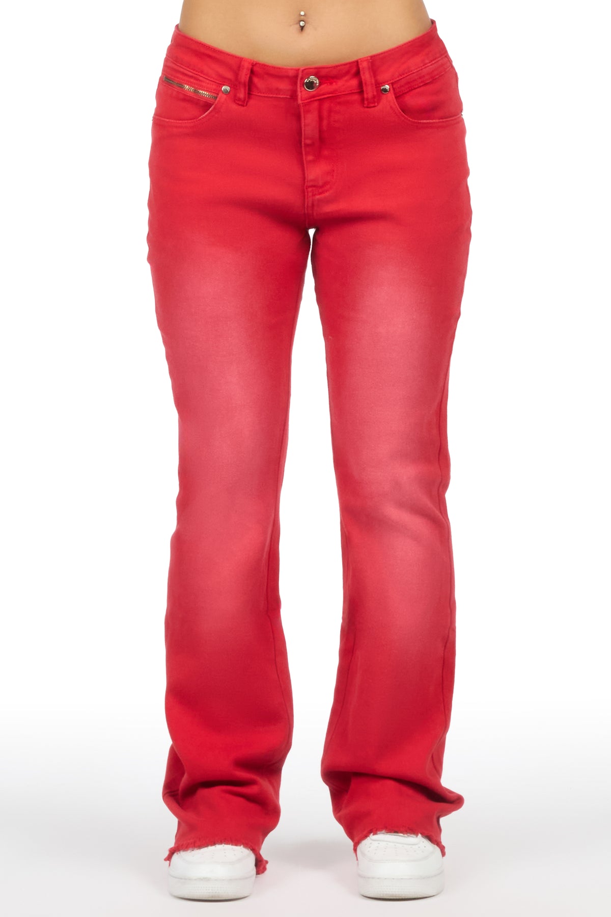 Tiriea Red Wash Low Rise Stretch Bootcut Jean