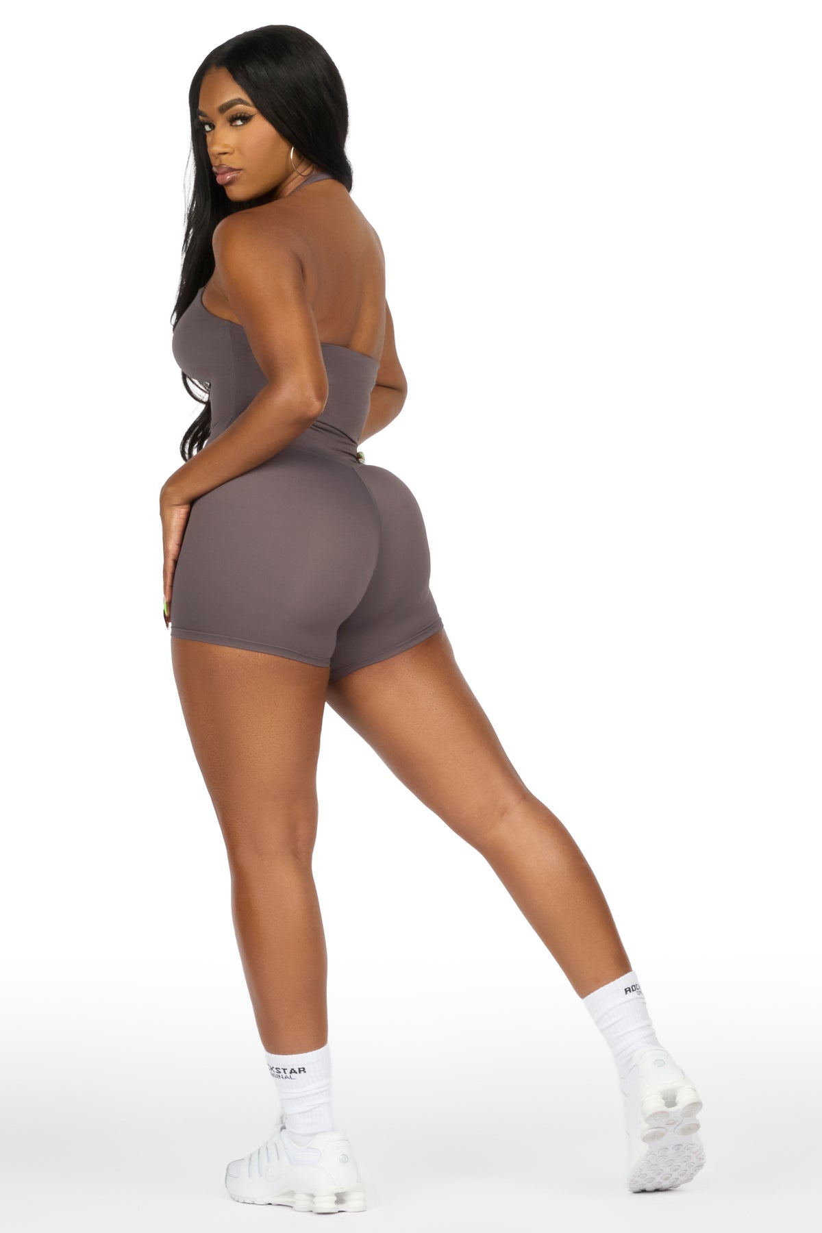 Arabia Grey Halter Tank Active Bike Short Set