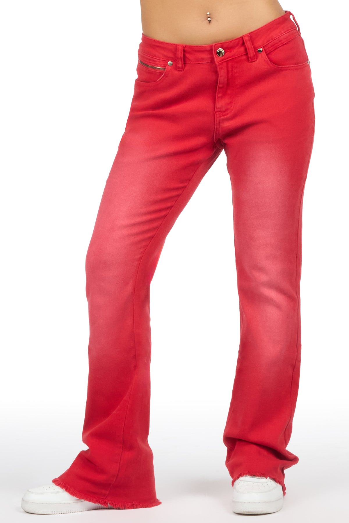 Tiriea Red Wash Low Rise Stretch Bootcut Jean