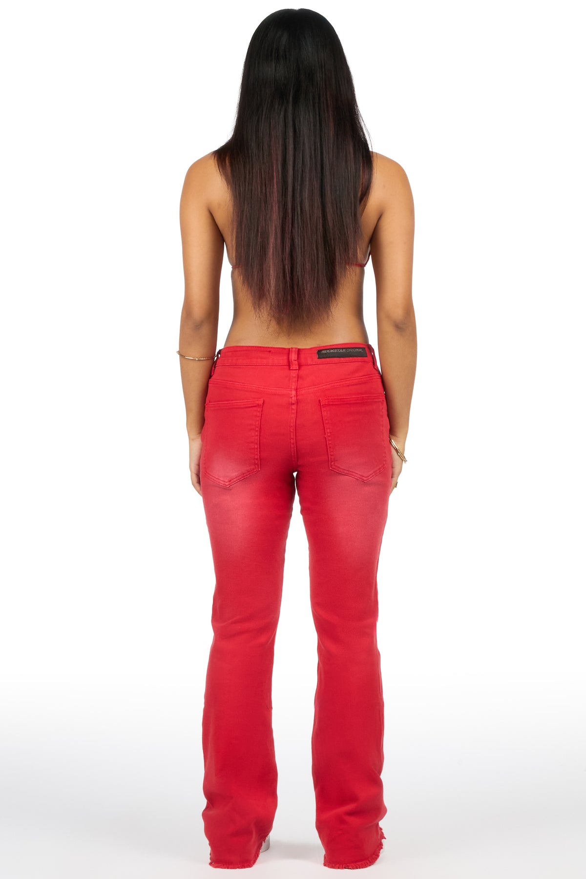 Tiriea Red Wash Low Rise Stretch Bootcut Jean