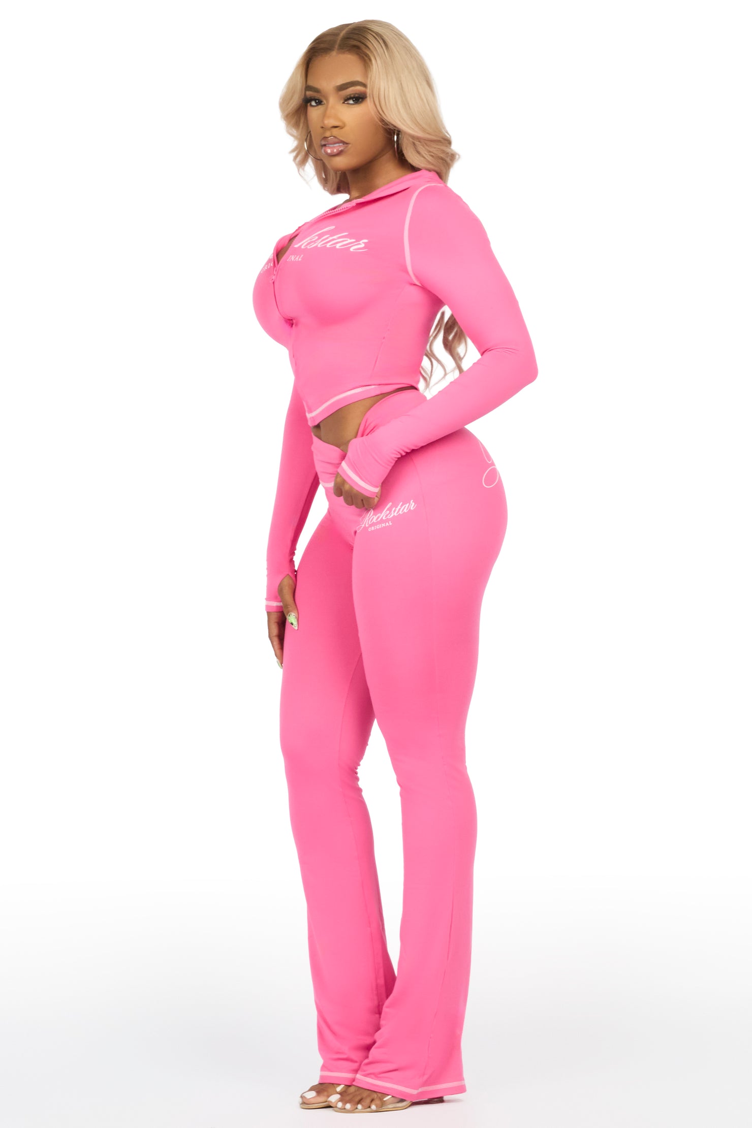 Arzena Pink Zip Up Lounge Track Set