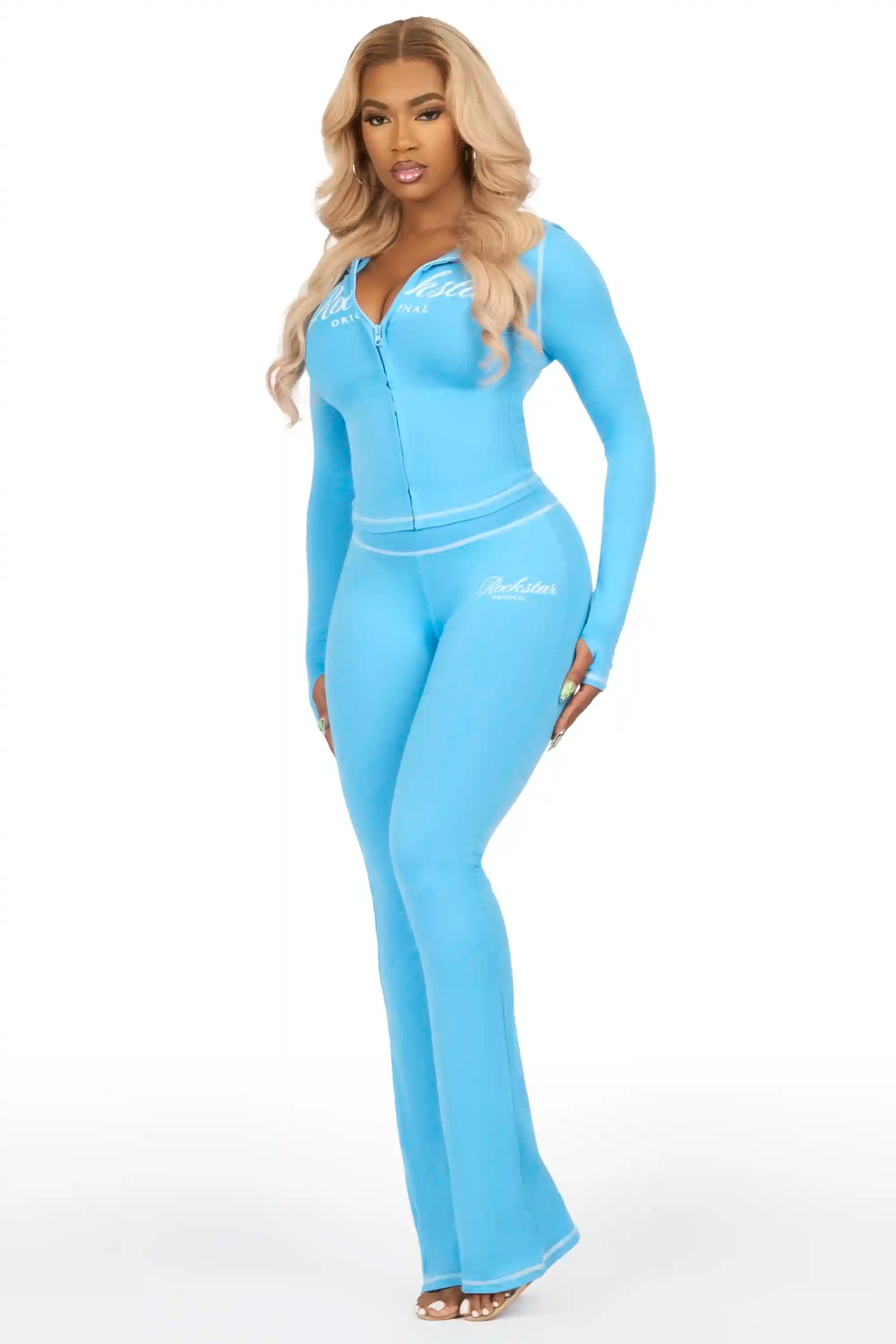 Arzena Blue Zip Up Lounge Track Set