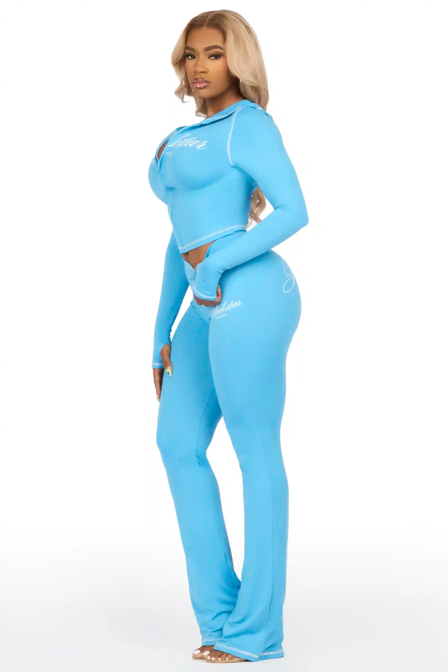 Arzena Blue Zip Up Lounge Track Set