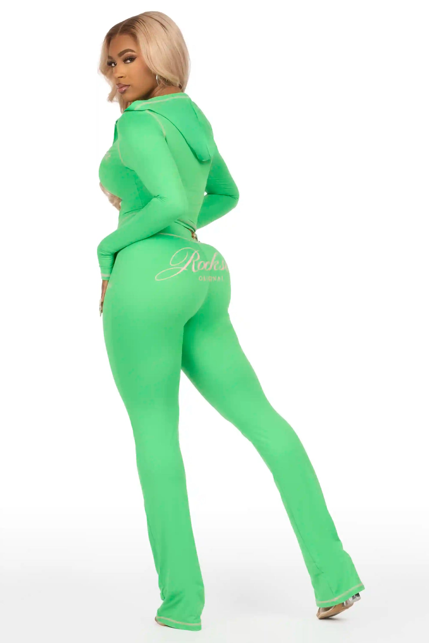 Arzena Green/Pink Zip Up Lounge Track Set