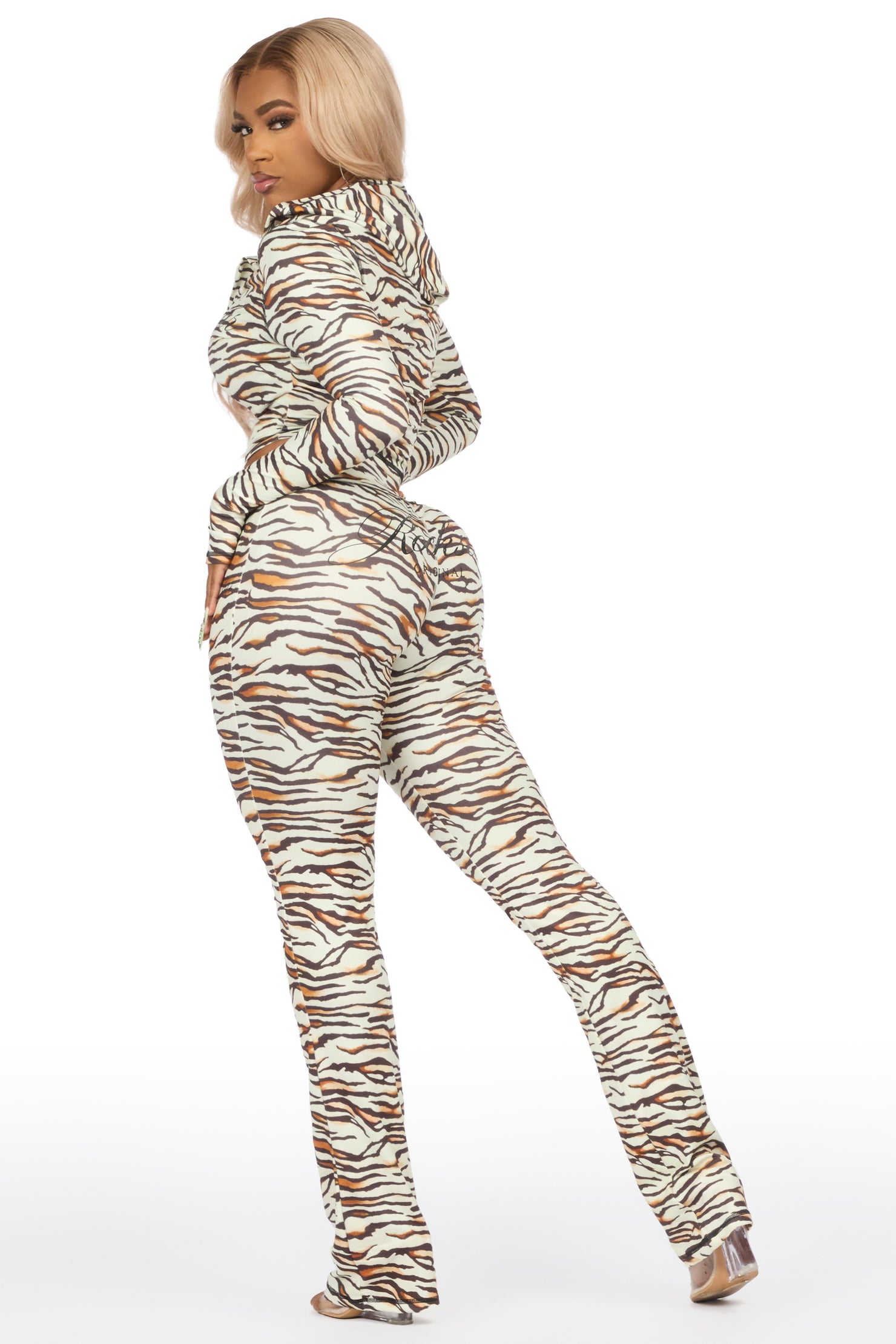 Arzena Brown Zebra Zip Up Lounge Track Set