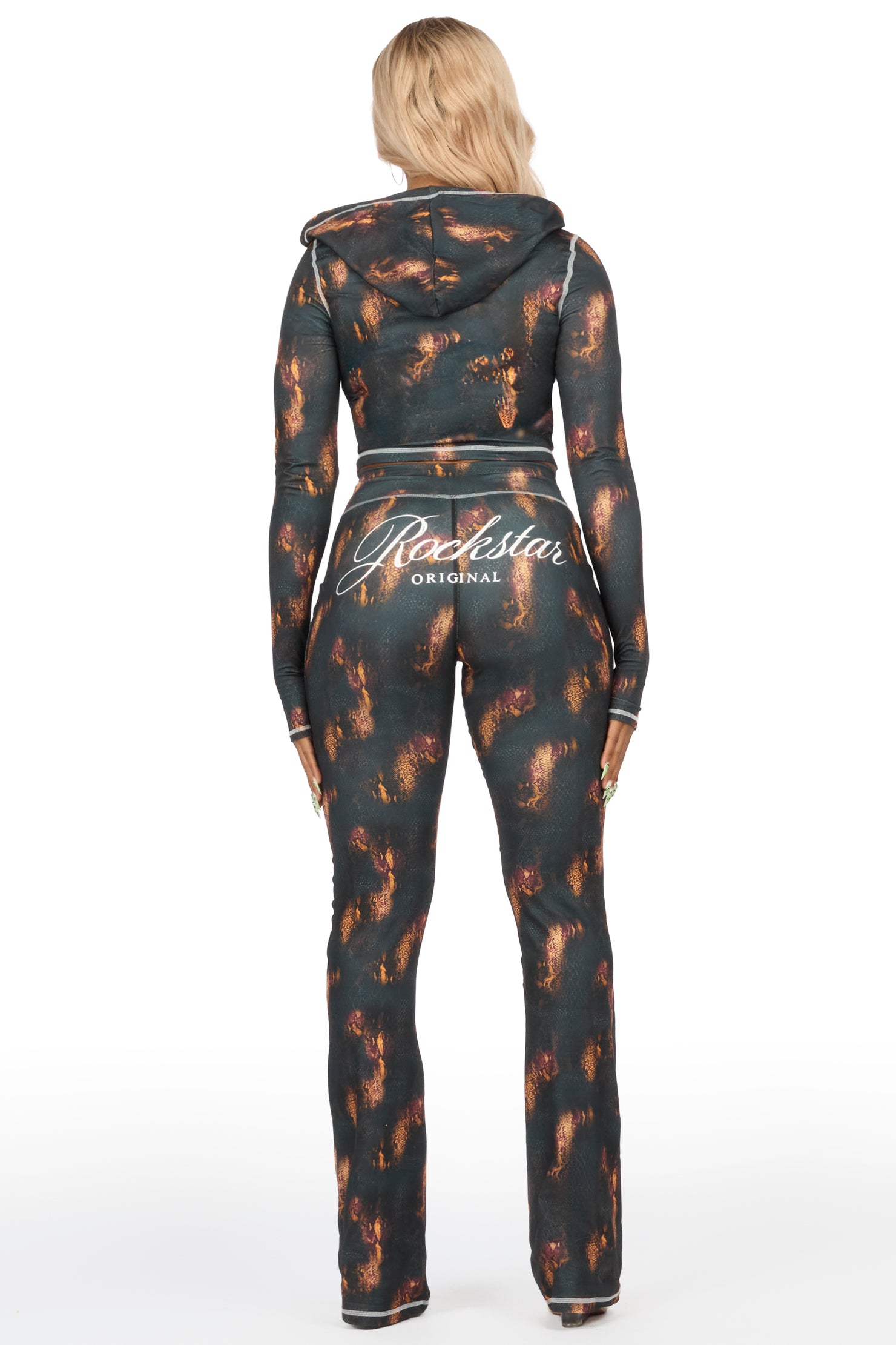 Arzena Dark Snakeskin Zip Up Lounge Track Set