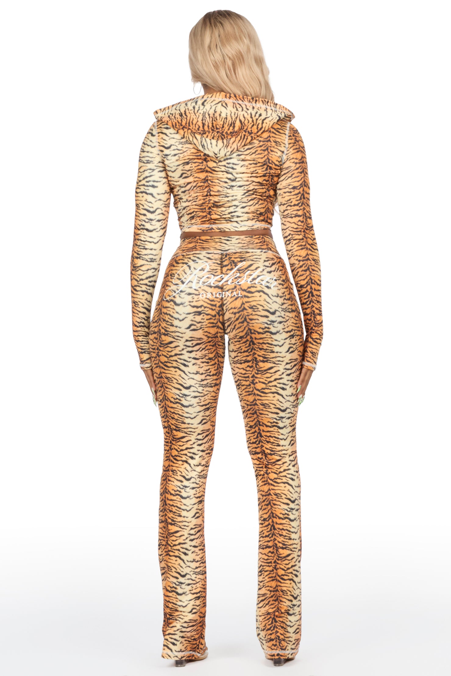 Arzena Orange Tiger Zip Up Lounge Track Set