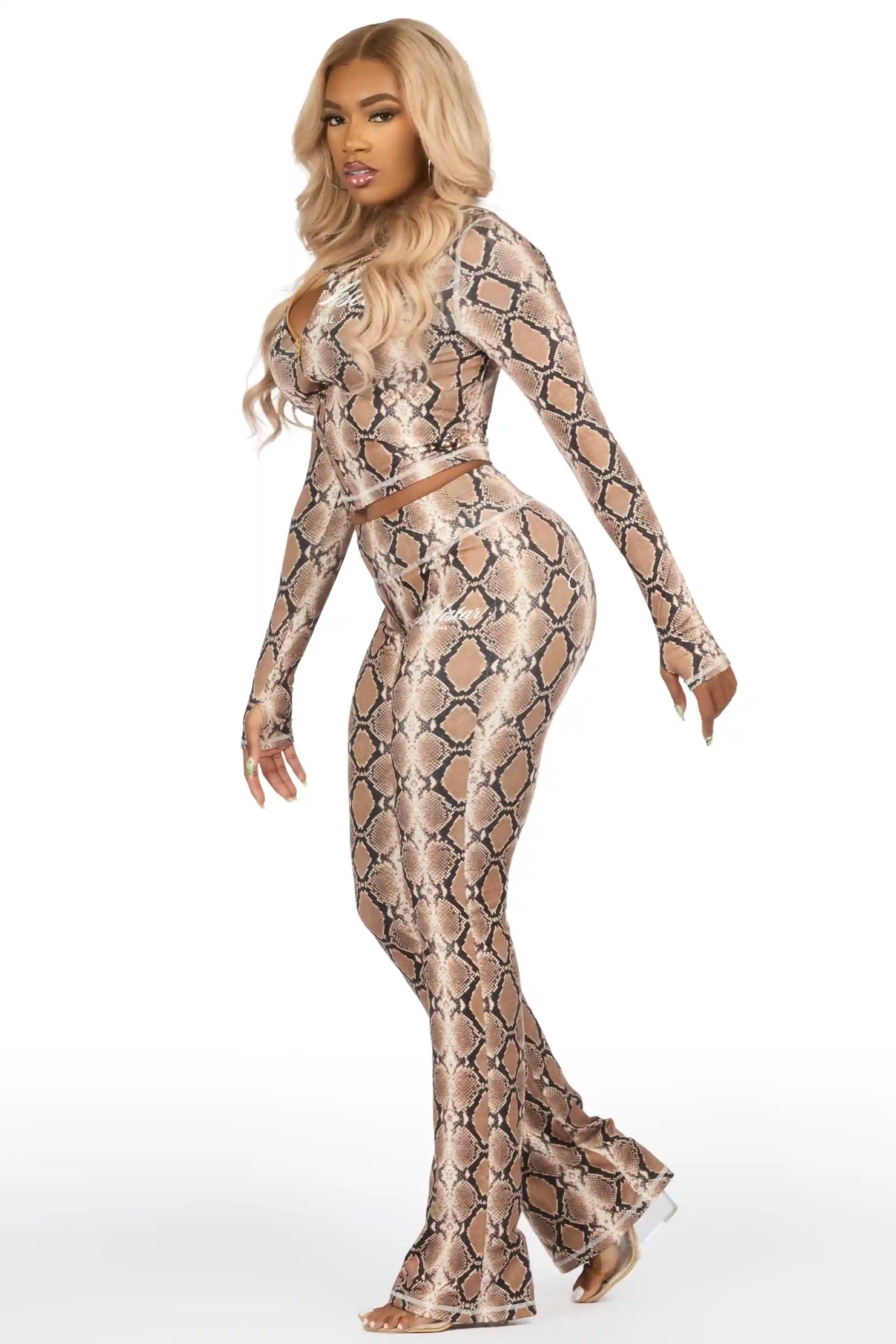 Arzena Snakeskin Zip Up Lounge Track Set