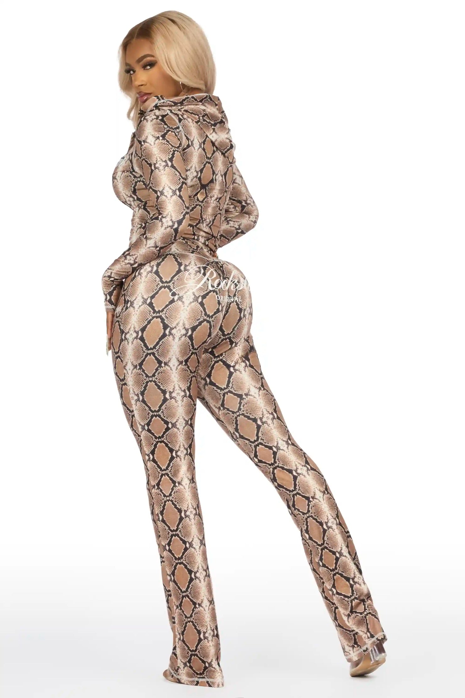 Arzena Snakeskin Zip Up Lounge Track Set