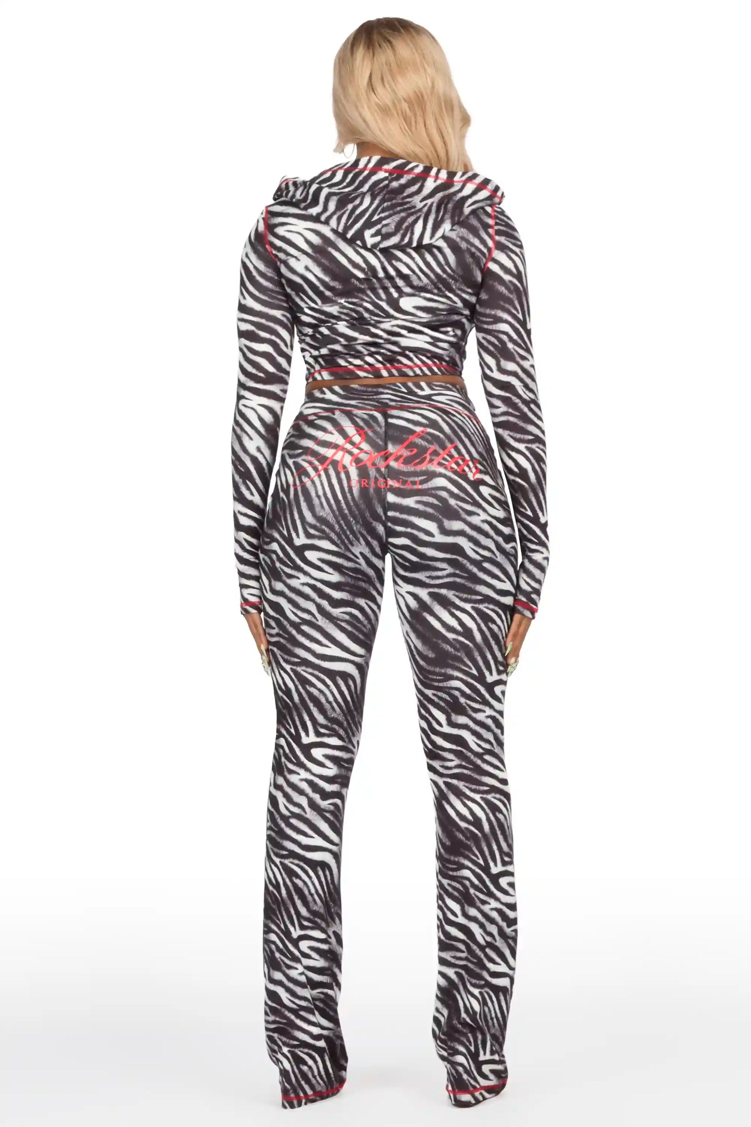 Arzena Black Zebra Zip Up Lounge Track Set