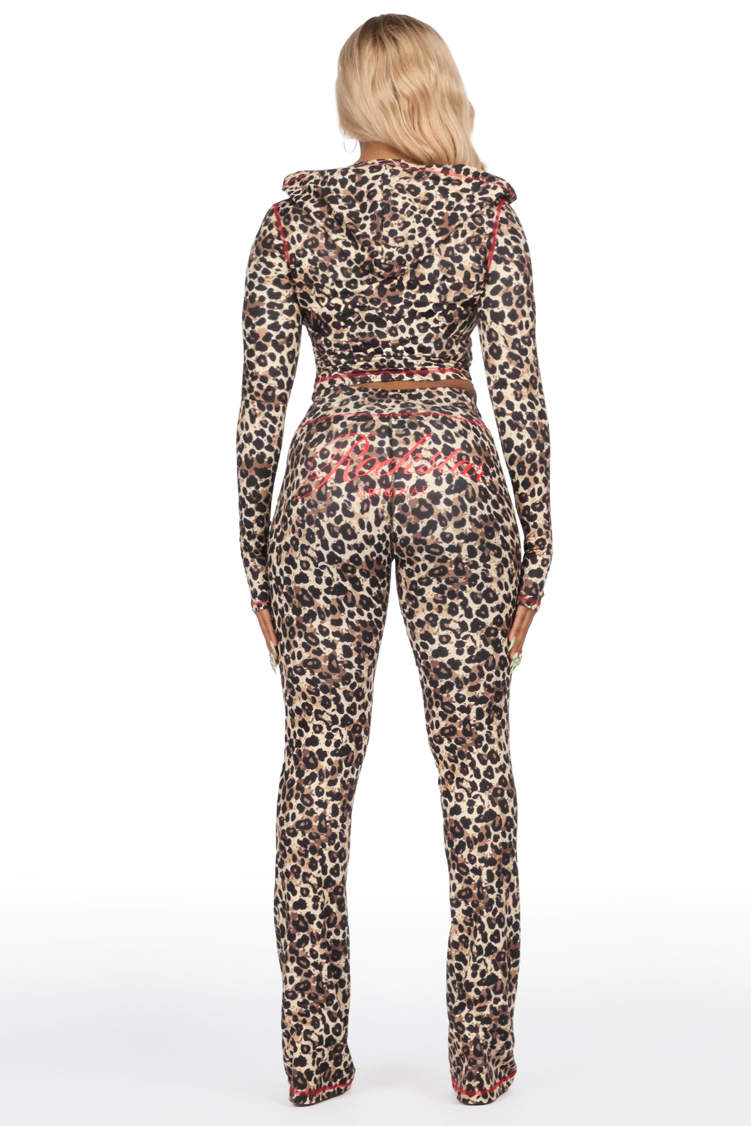 Arzena Brown Cheetah Zip Up Lounge Track Set