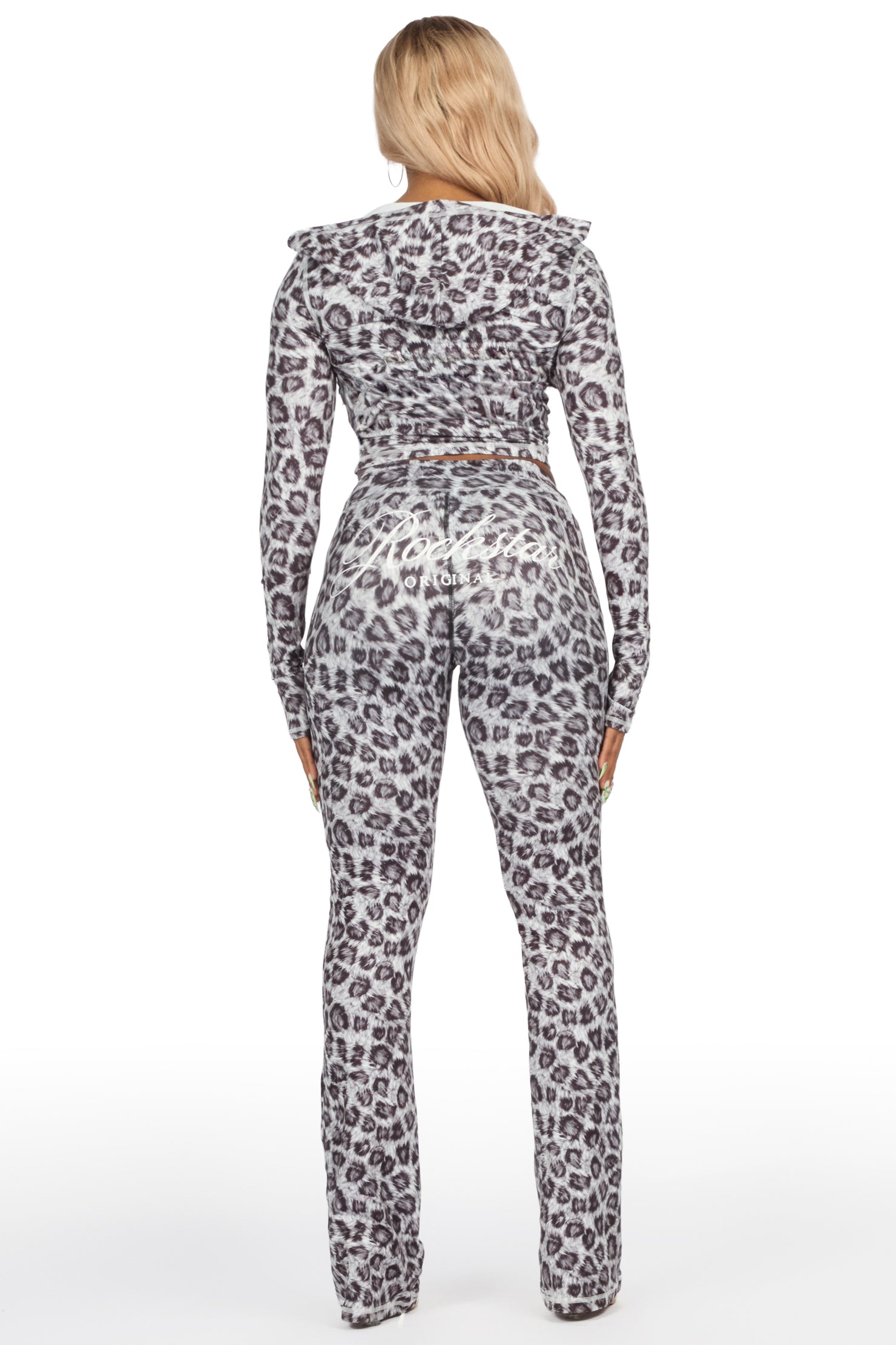 Arzena Grey Cheetah Zip Up Lounge Track Set