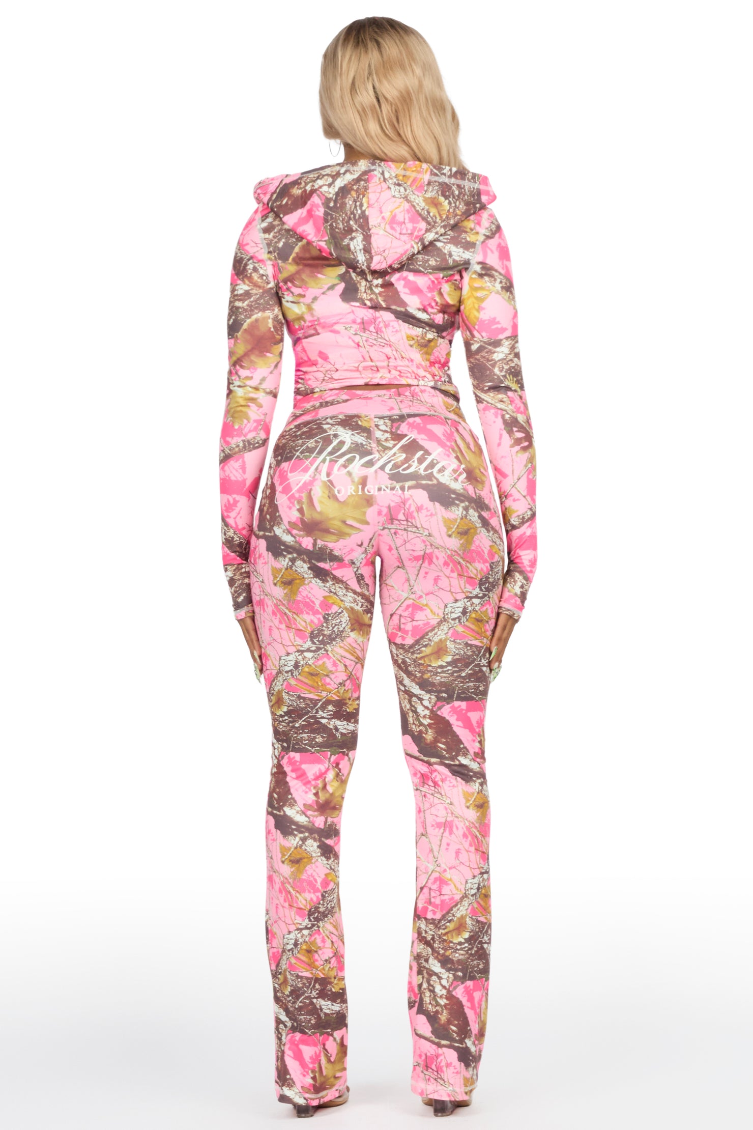 Arzena Pink Tree Camo Zip Up Lounge Track Set
