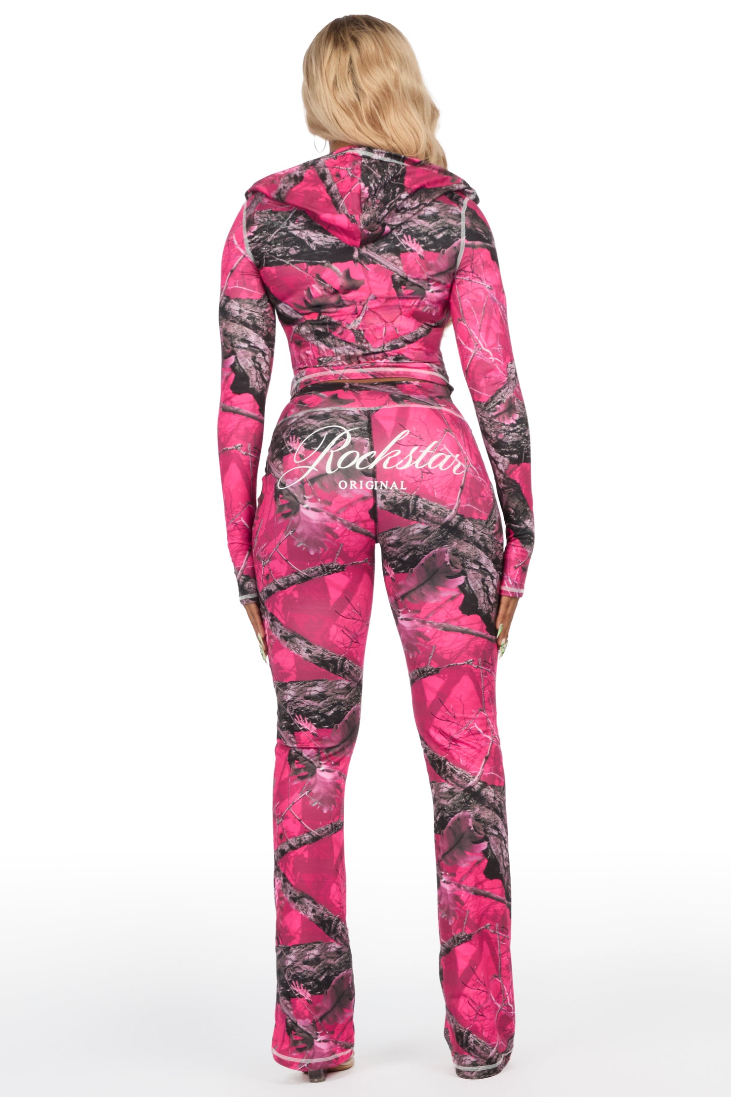 Arzena Dark Pink Tree Camo Zip Up Lounge Track Set