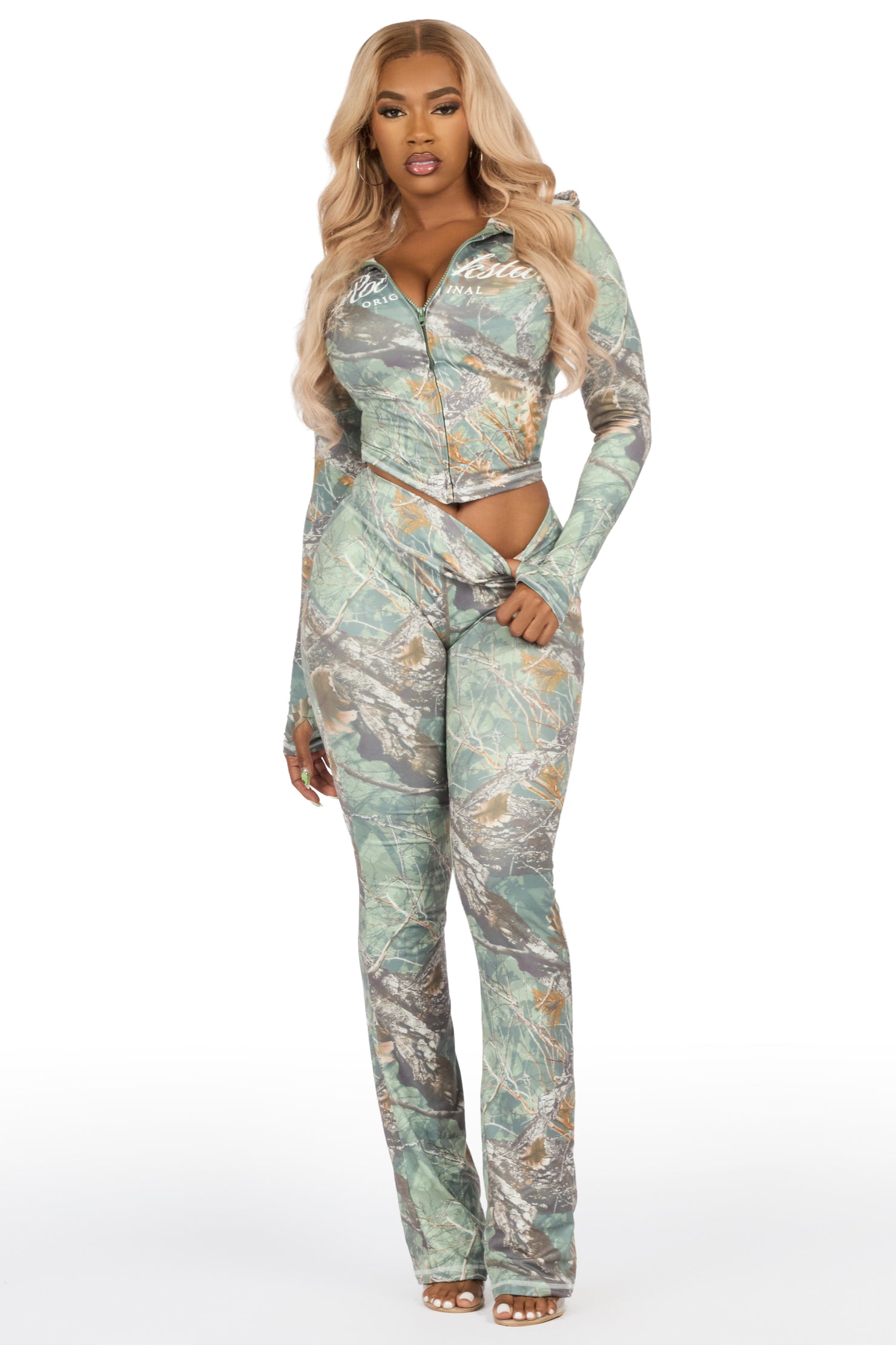 Arzena Tree Camo Zip Up Lounge Track Set