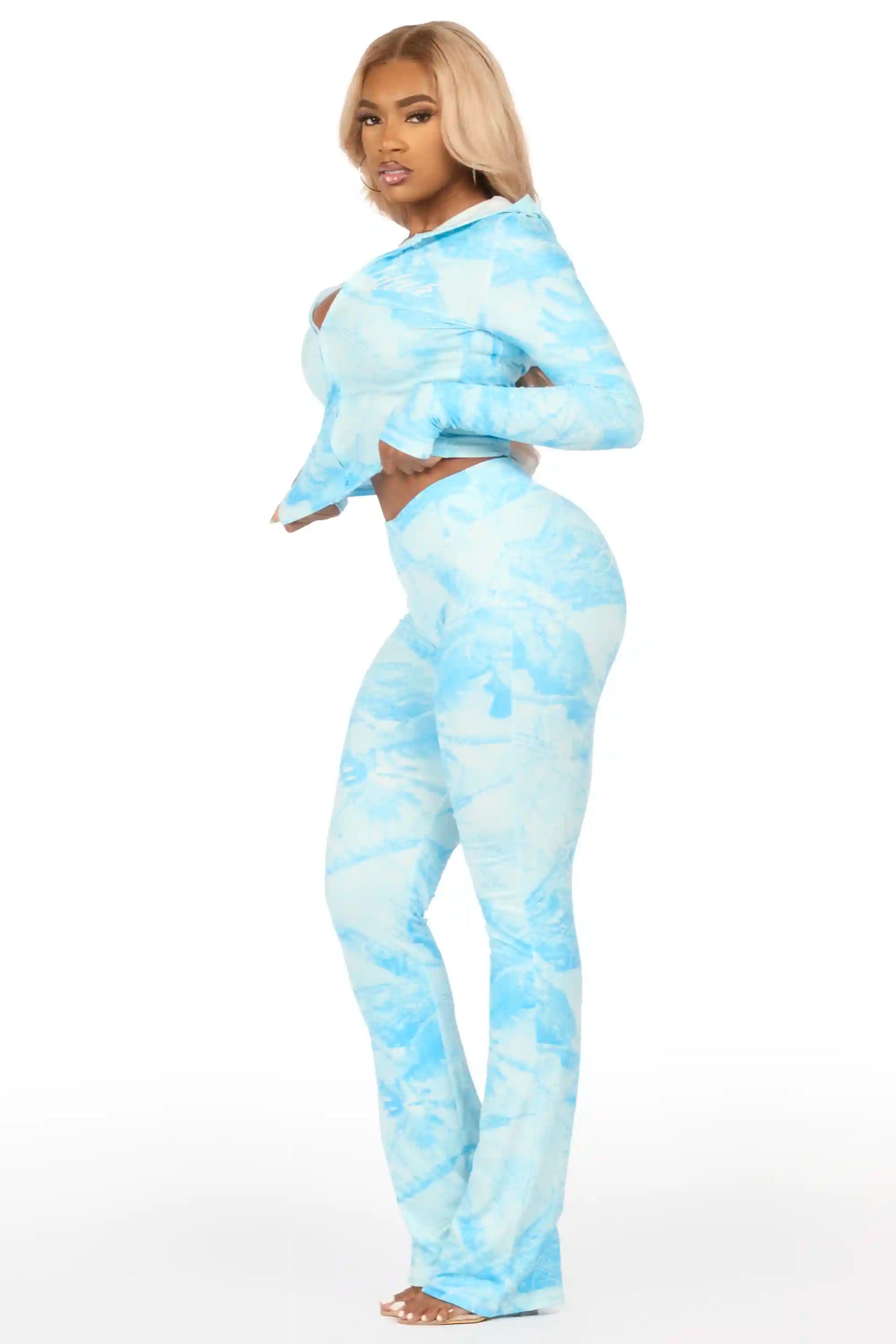 Arzena Blue Tree Camo Zip Up Lounge Track Set