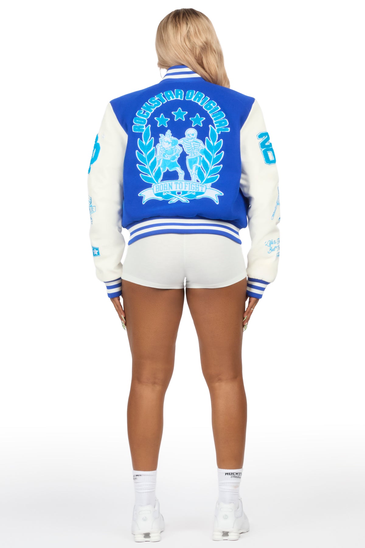 Yvonna Royal Blue/White Oversized Varsity Jacket