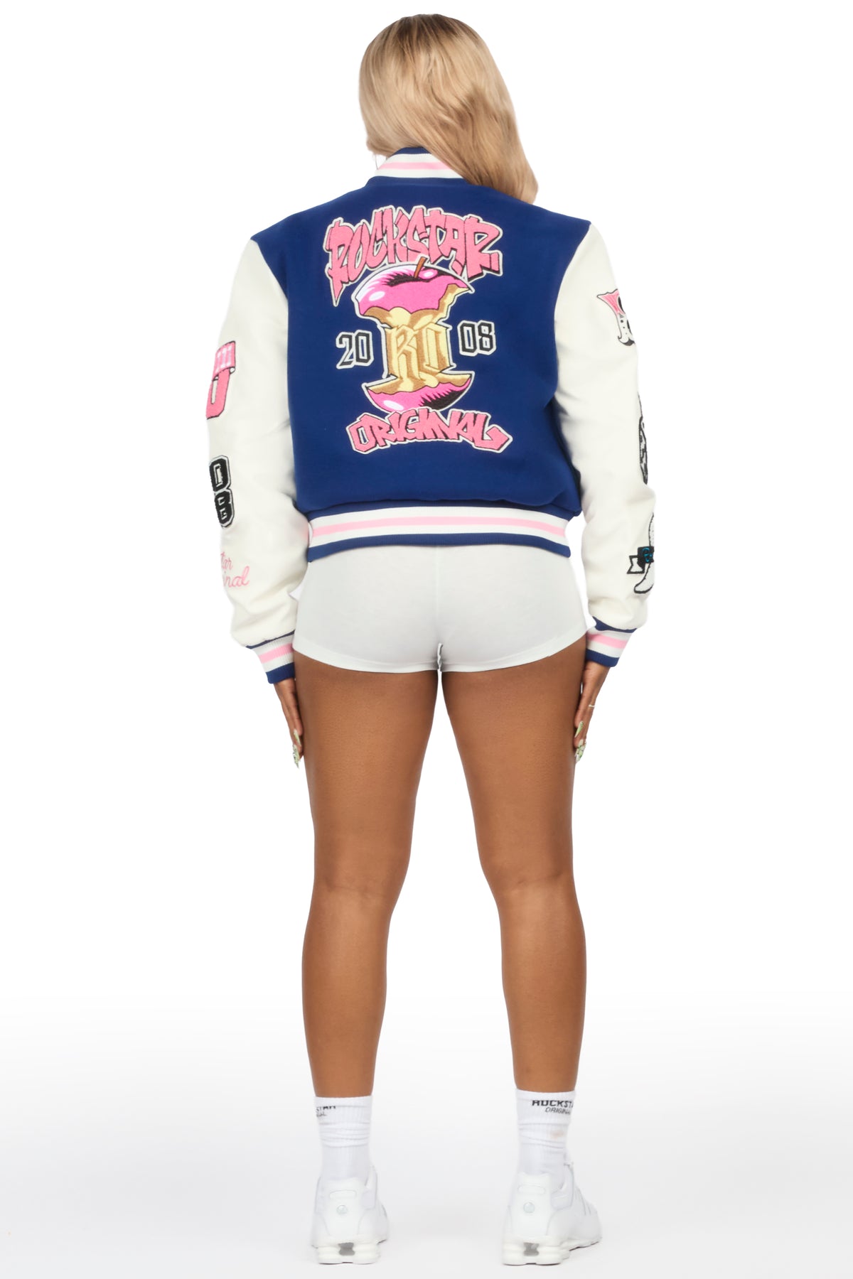 Tahisha Navy/White Oversized Varsity Jacket