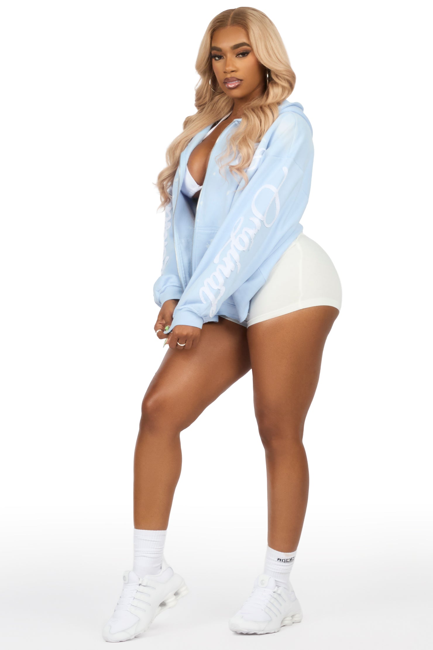 Nakesha Sky Blue Zip Up Hoodie