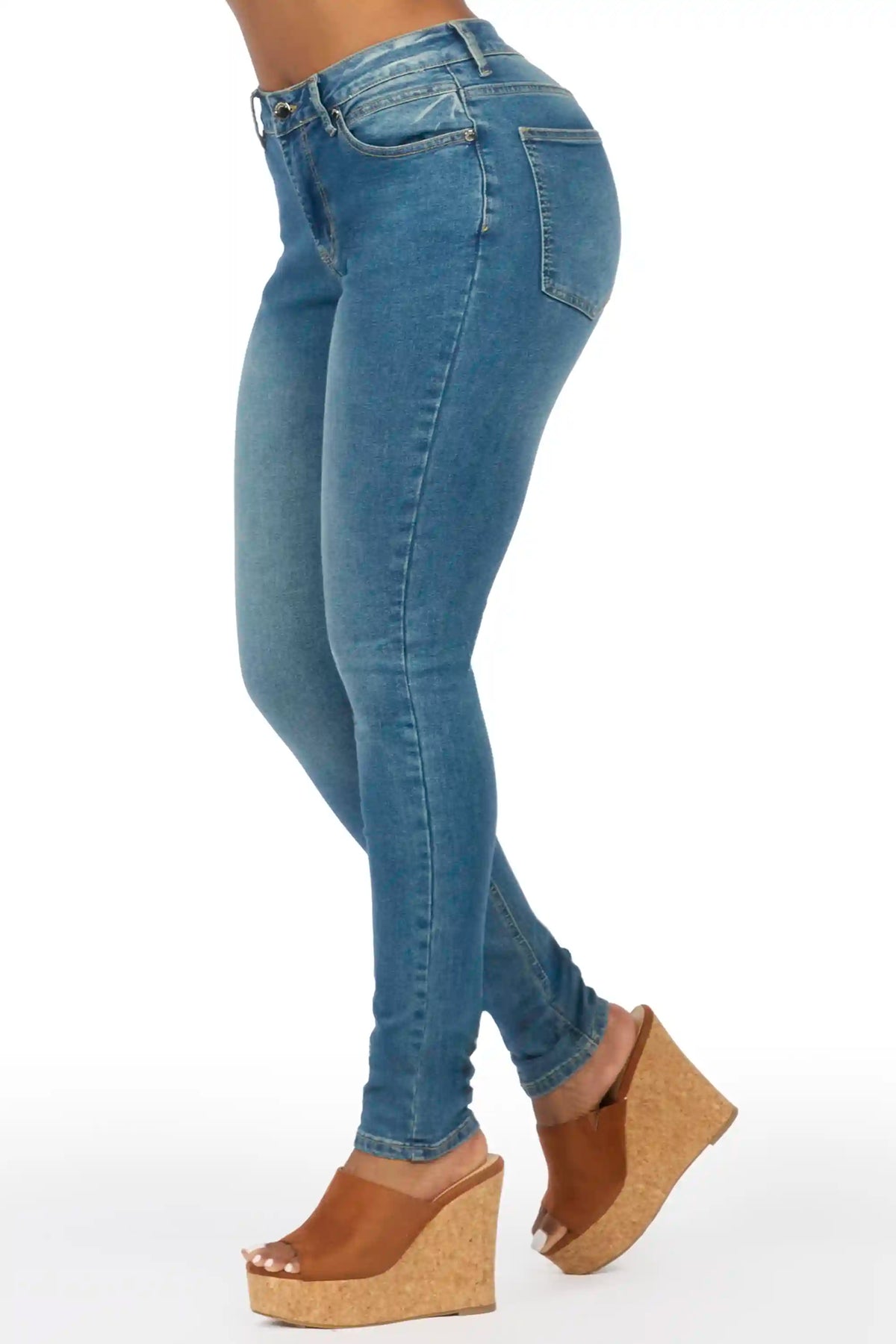 Keshona Med. Wash High Rise Stretch Skinny Jean