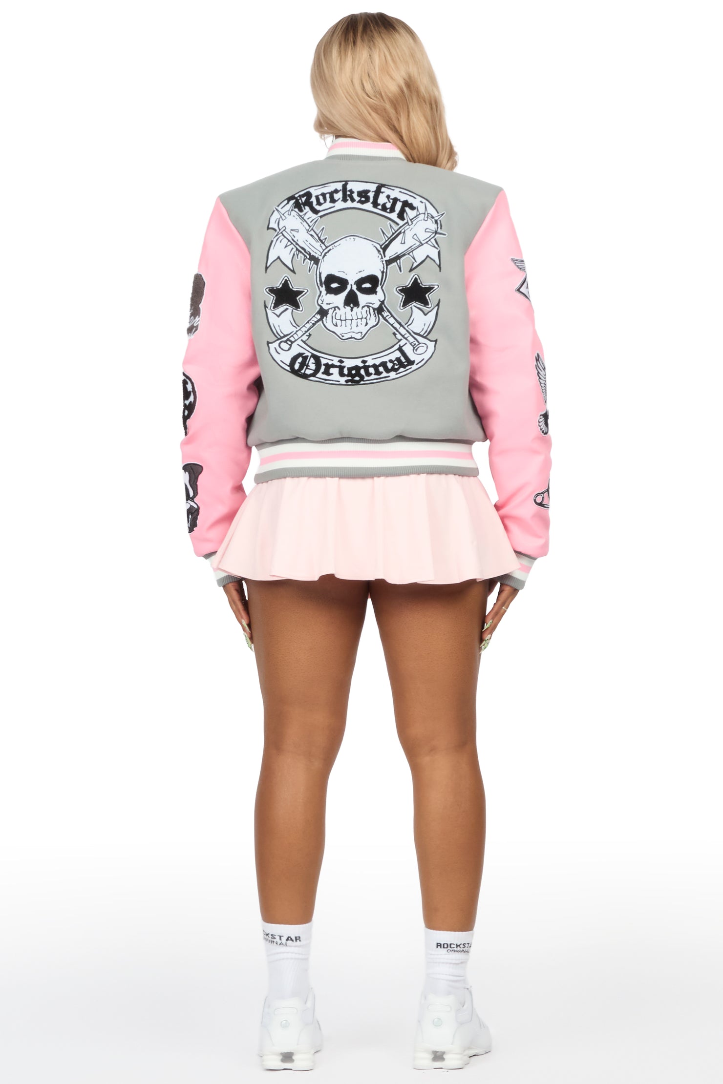 Novella Pink/Grey Oversized Varsity Jacket
