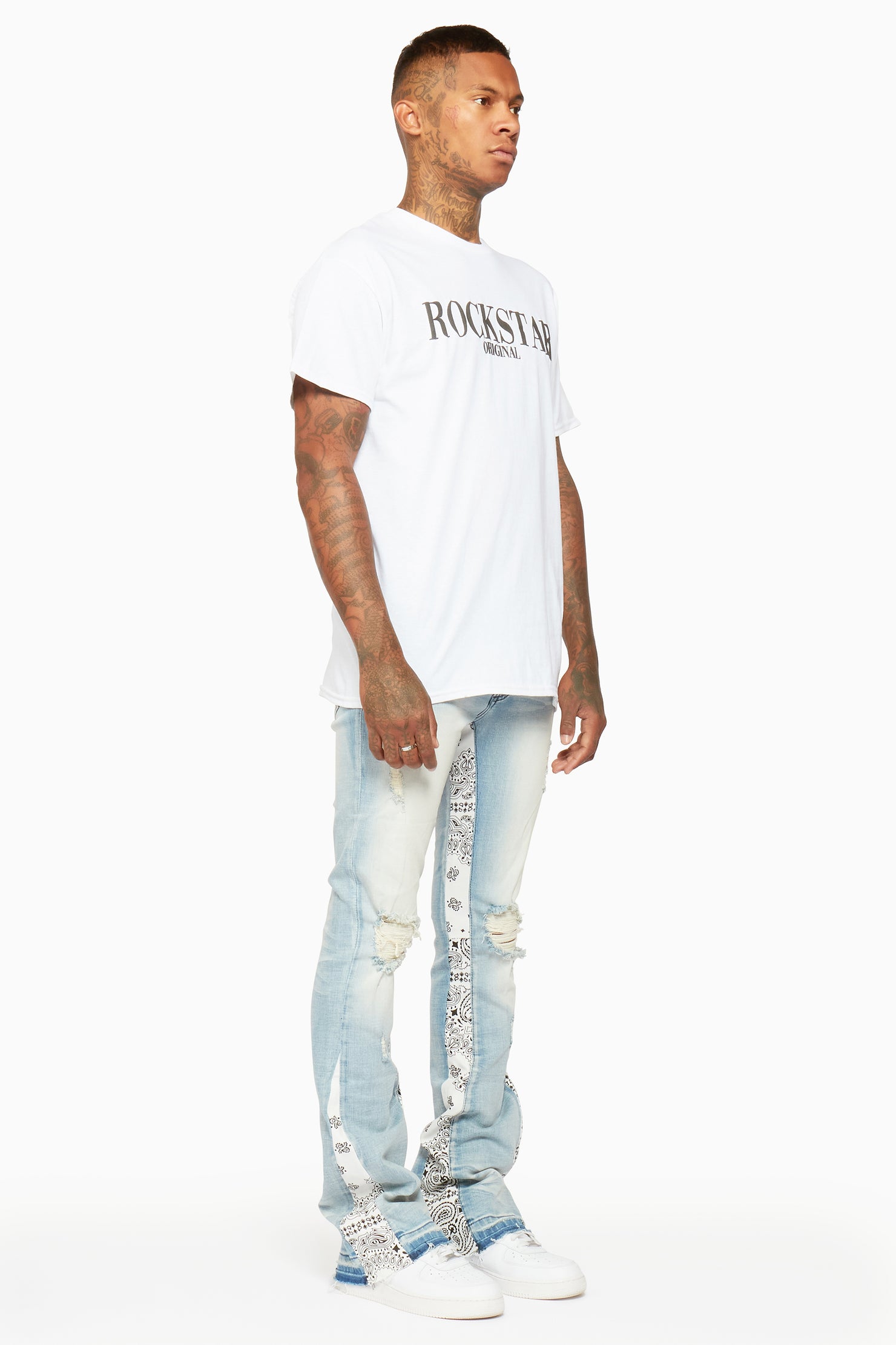 Wiz Blue Stacked Flare Jean