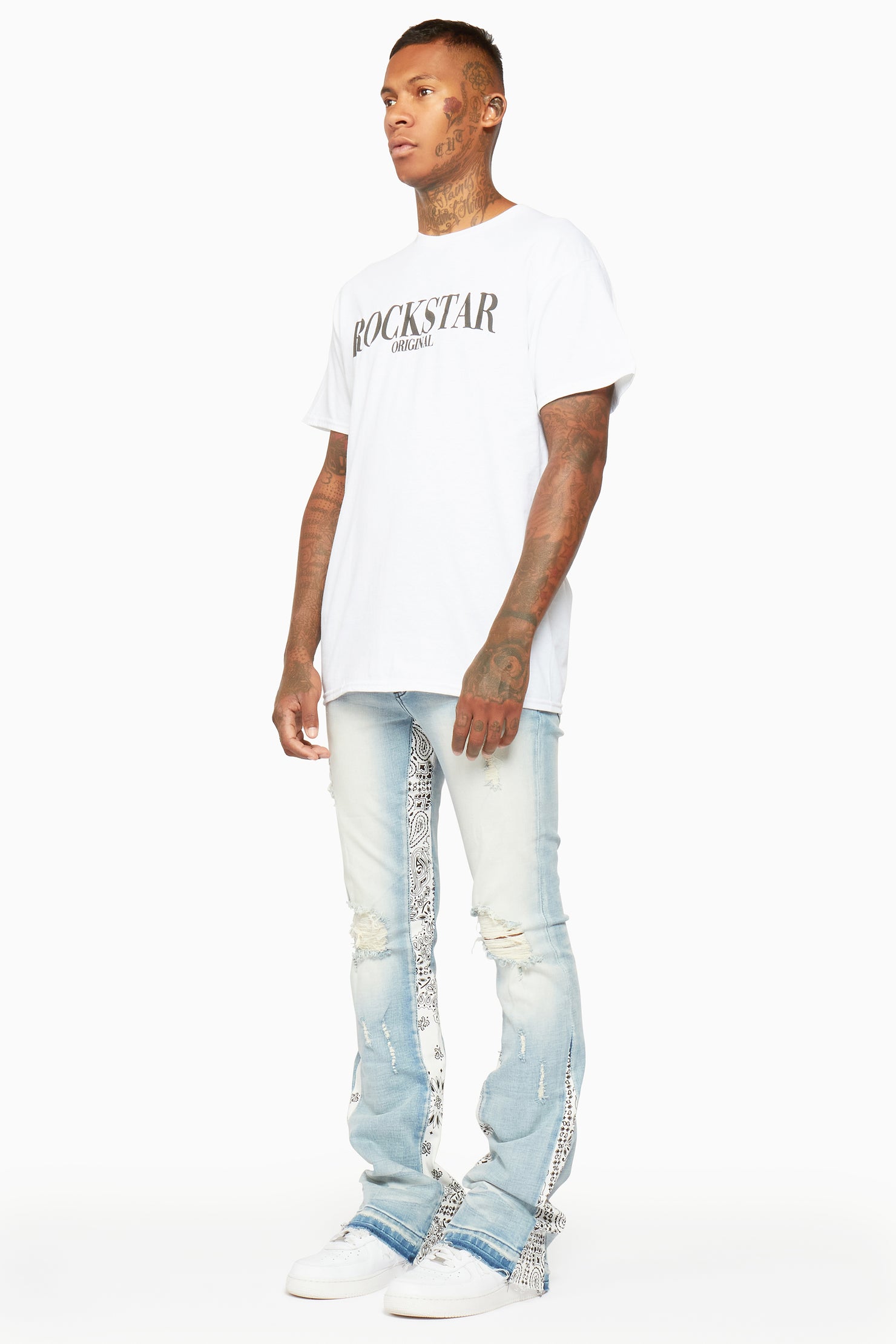 Wiz Blue Stacked Flare Jean