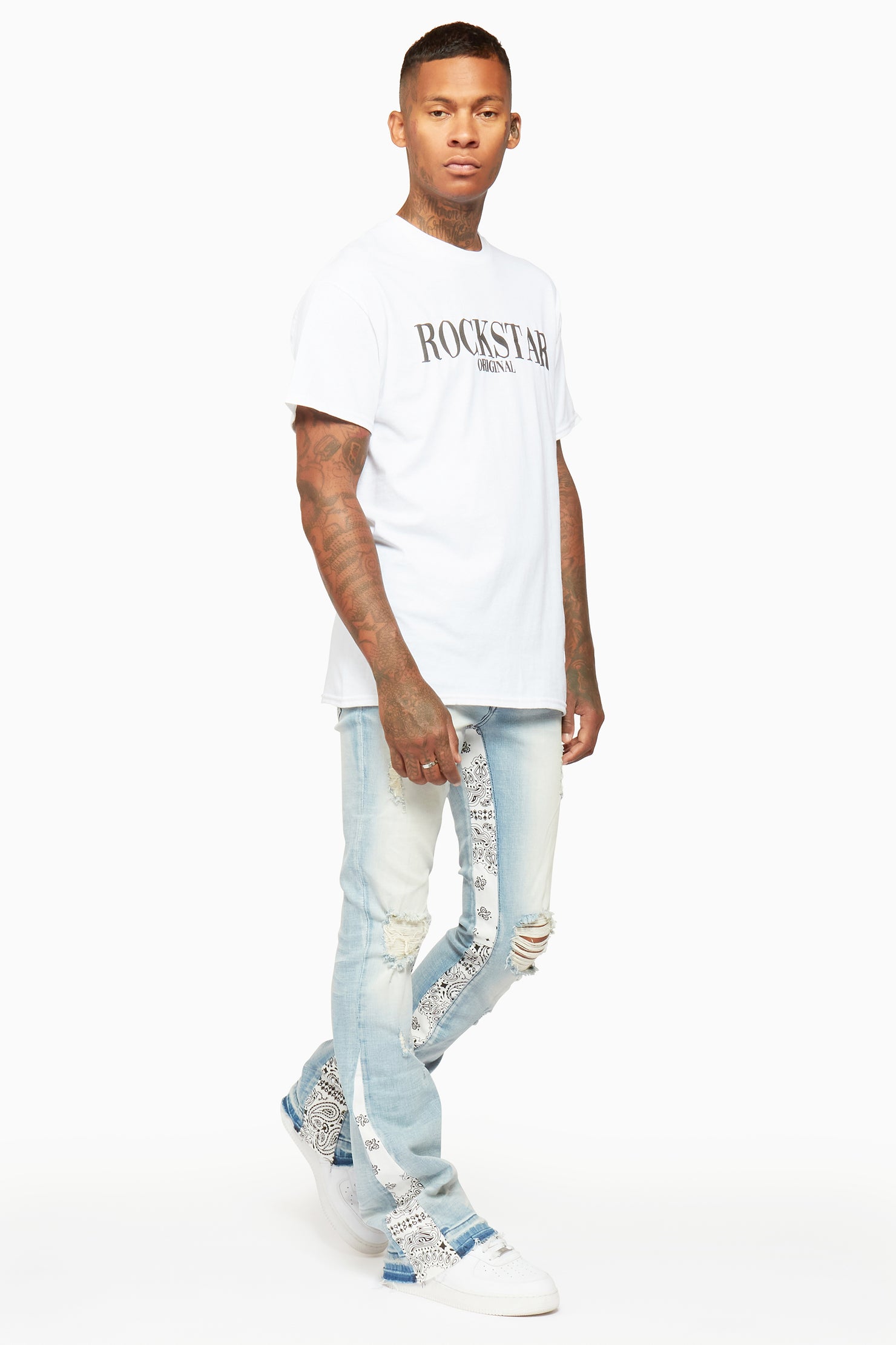 Wiz Blue Stacked Flare Jean
