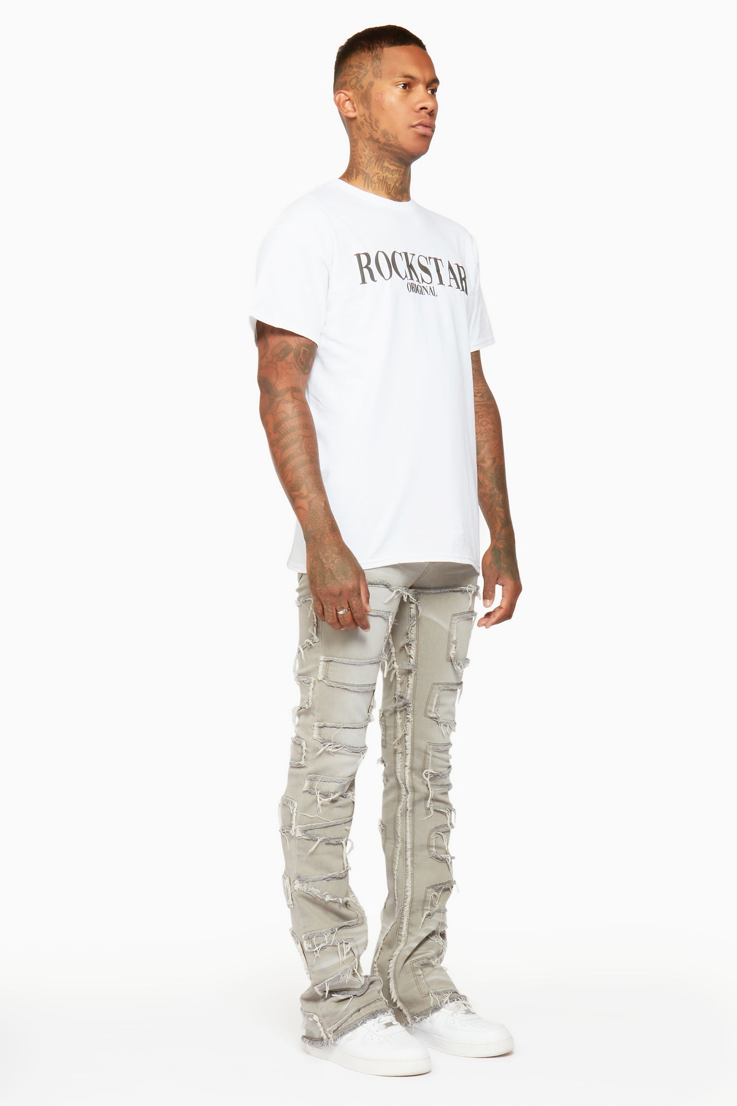 Shake Grey Stacked Flare Jean